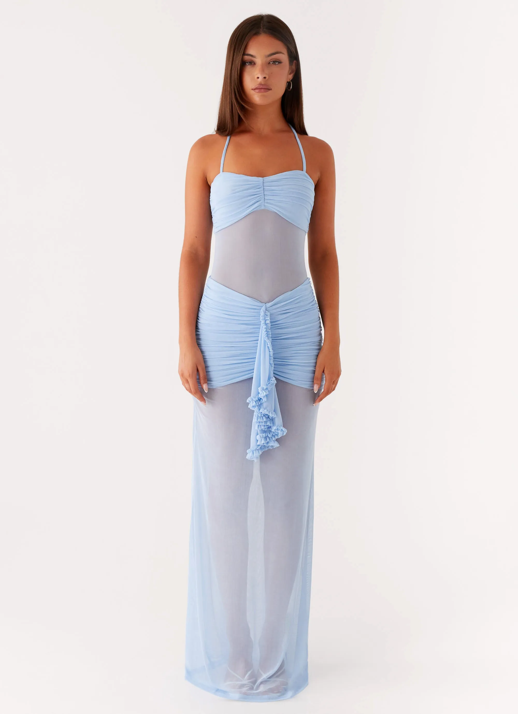 Lily Halter Maxi Dress - Blue Seasonal Trend Summer Vibes