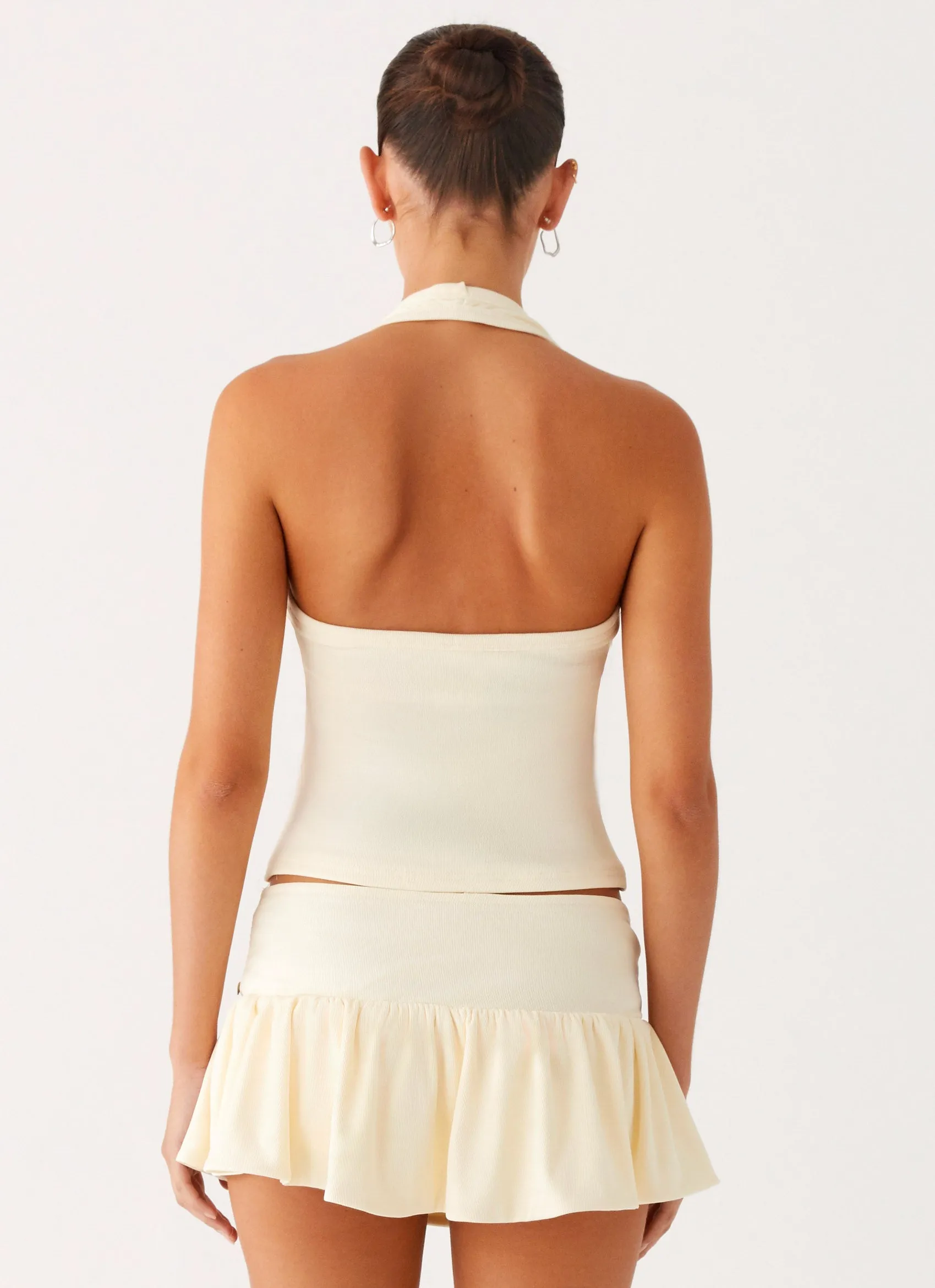 Vegas Nights Halter Neck Top - Yellow TexturedSurface