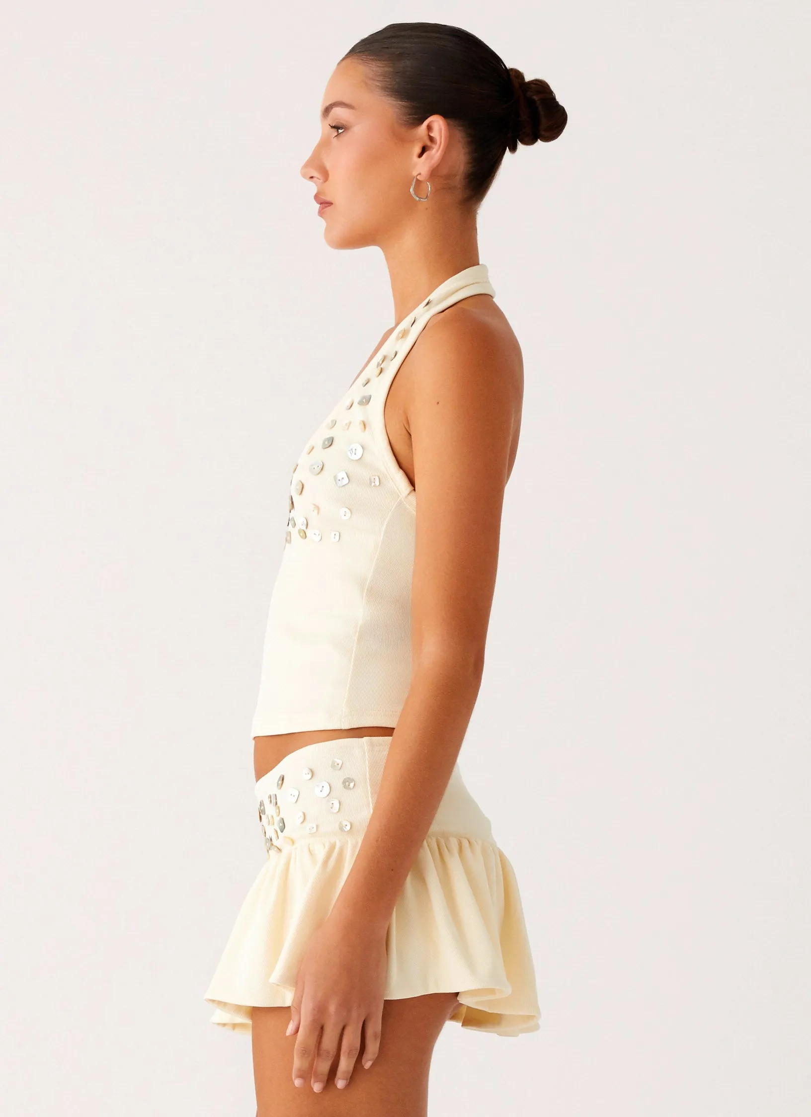 Vegas Nights Halter Neck Top - Yellow OdorResistantTechnology Oversized Fit