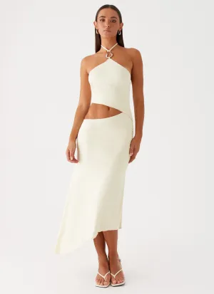 High-Low Cut Tasha Maxi Dress - Lemon Evening Elegance Non Iron Material Tasha Maxi Dress - Lemon
