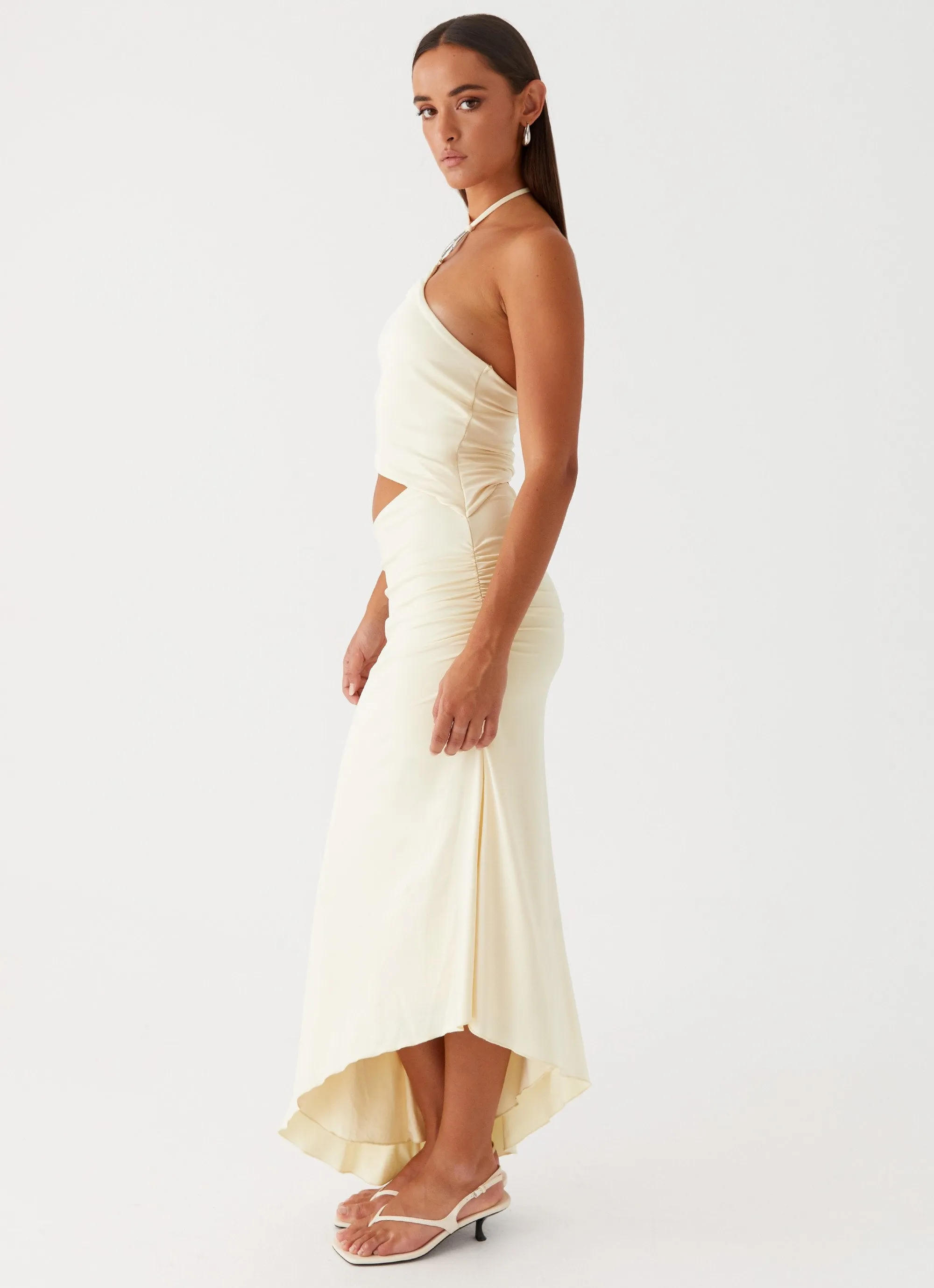 Tasha Maxi Dress - Lemon Double Needle Hemming Flexible Movement