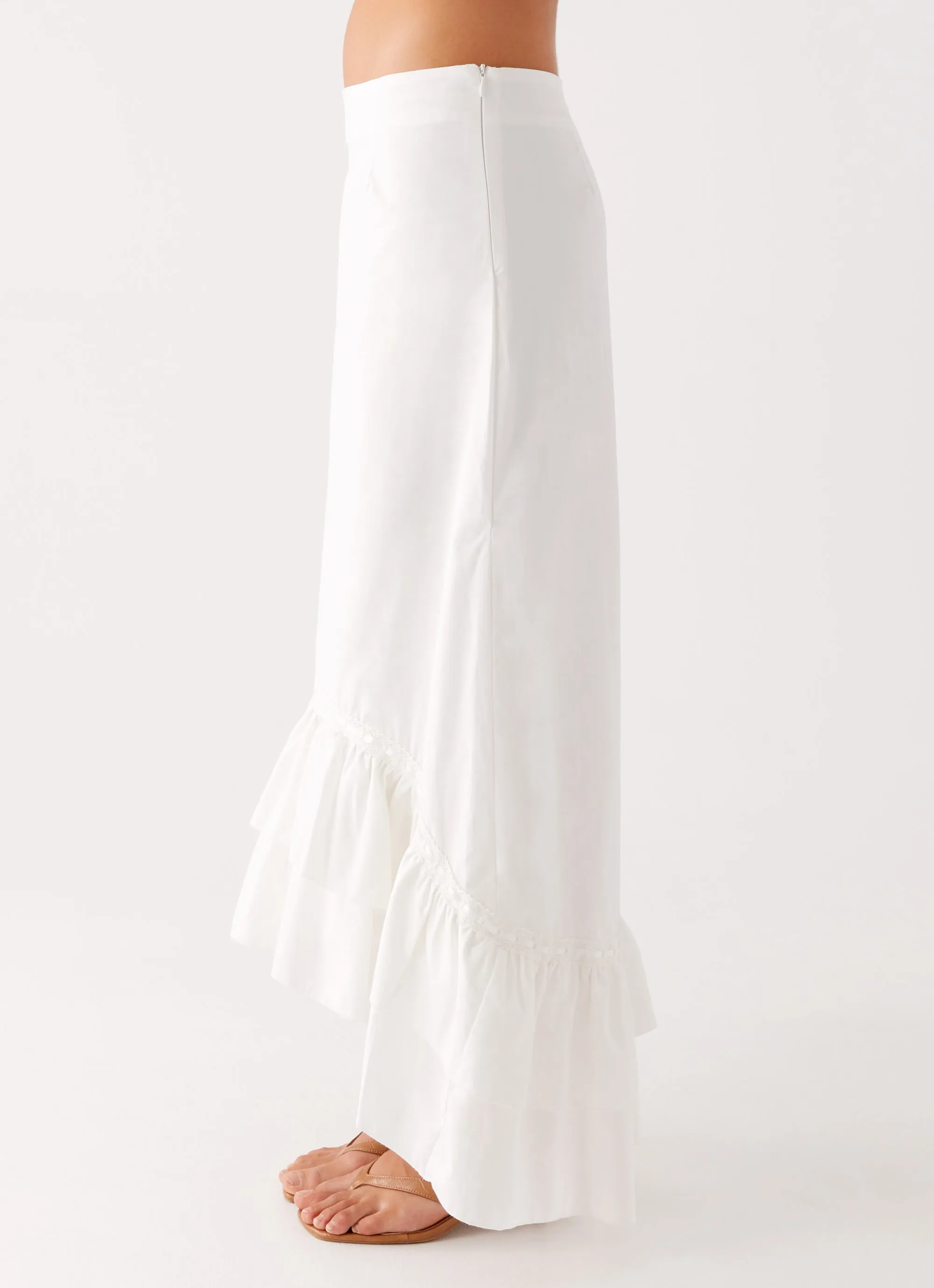 Recycled Polyester Alessandra Maxi Skirt - White