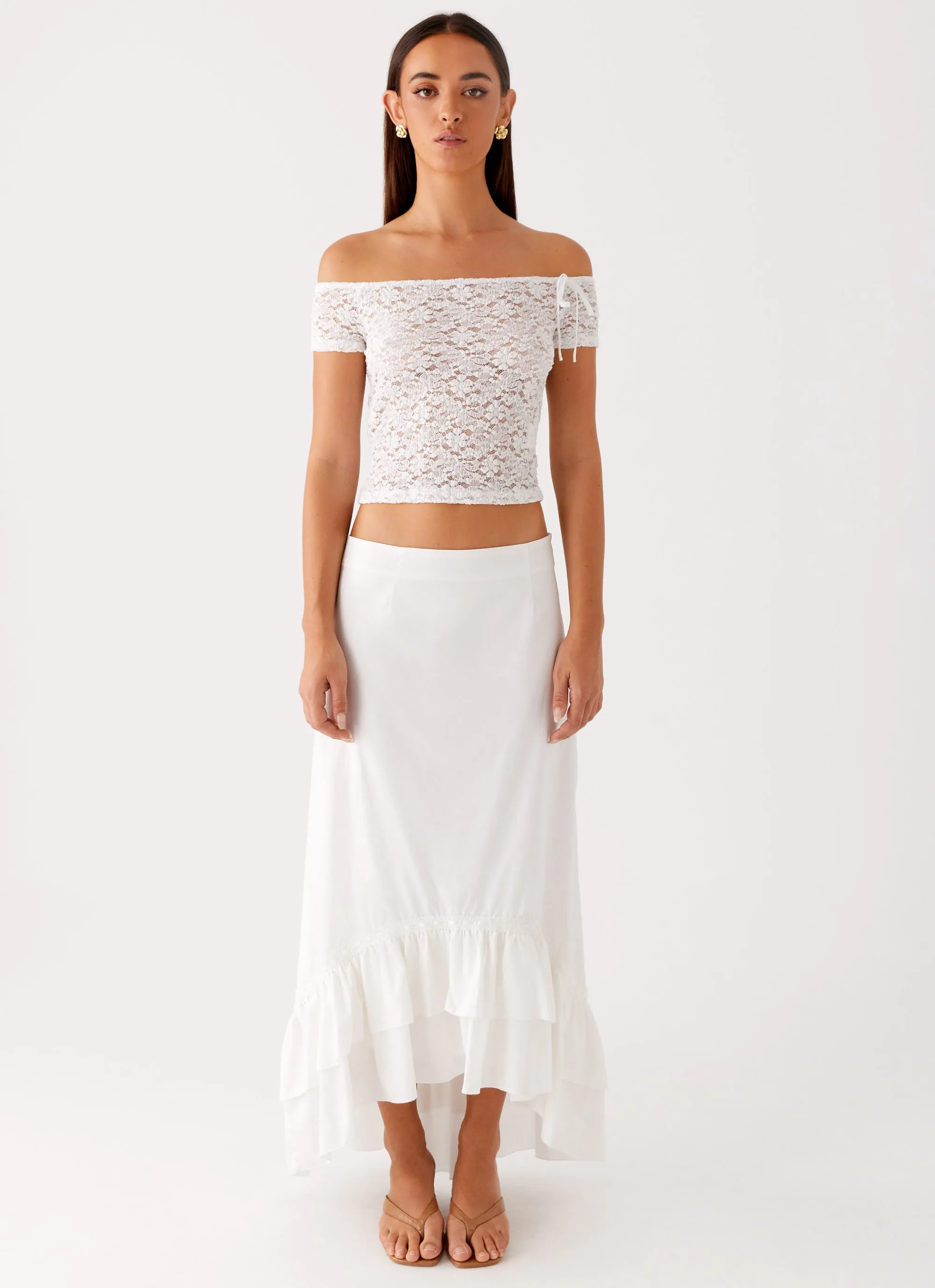 Lightweight Fabric Alessandra Maxi Skirt - White