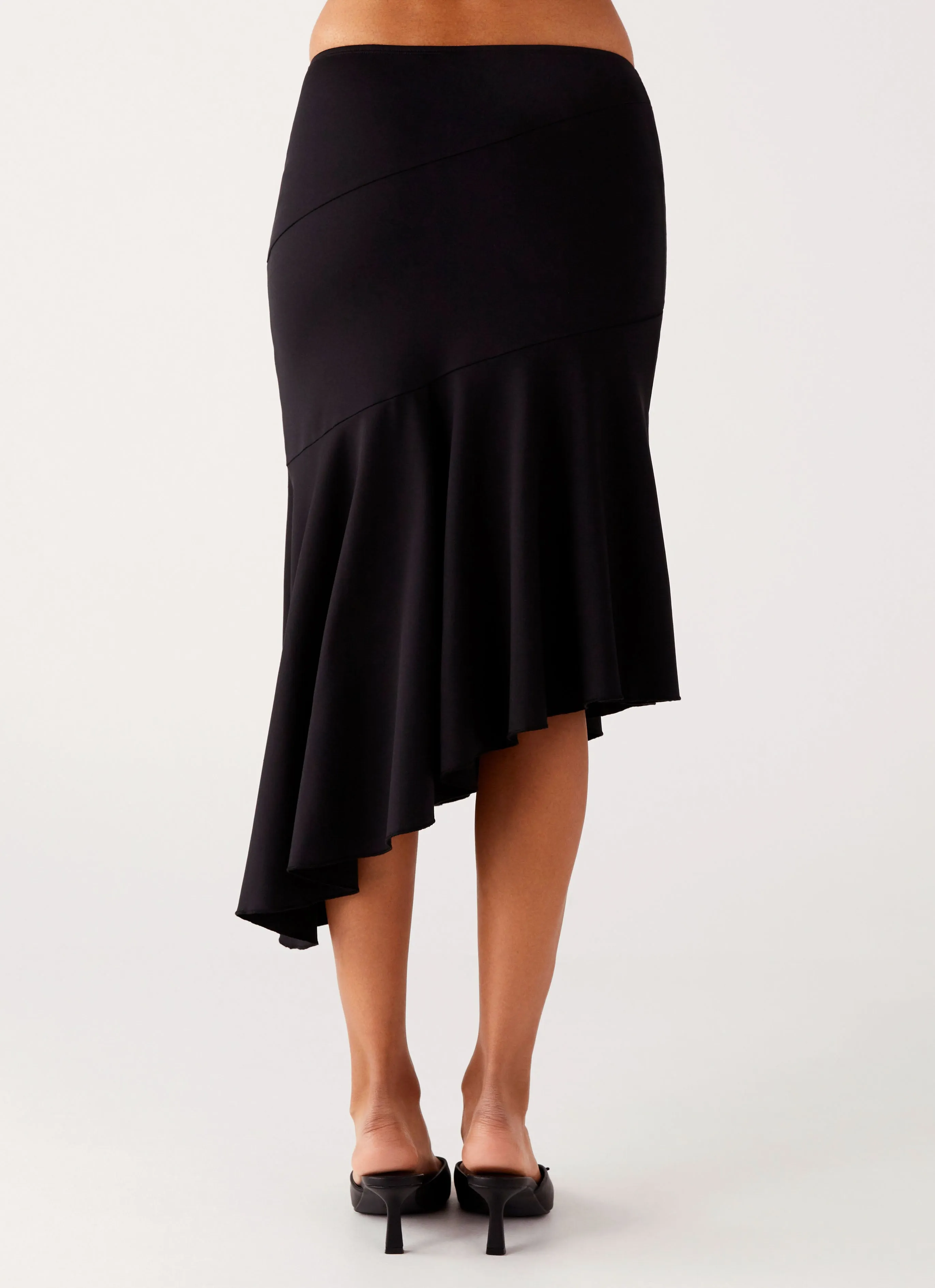 Wonderlust Midi Skirt - Black Non see through