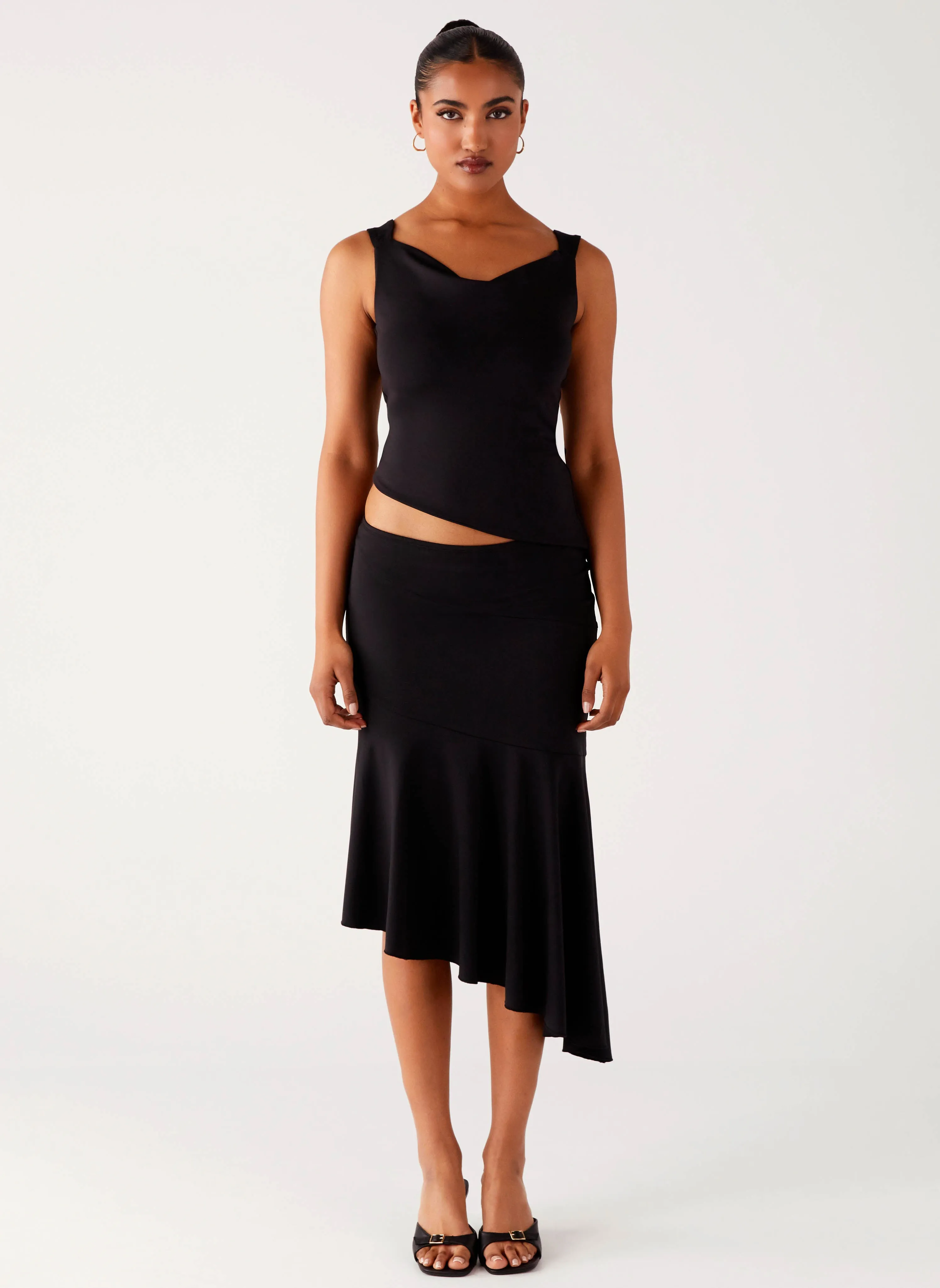 Wonderlust Midi Skirt - Black Luxury Trim