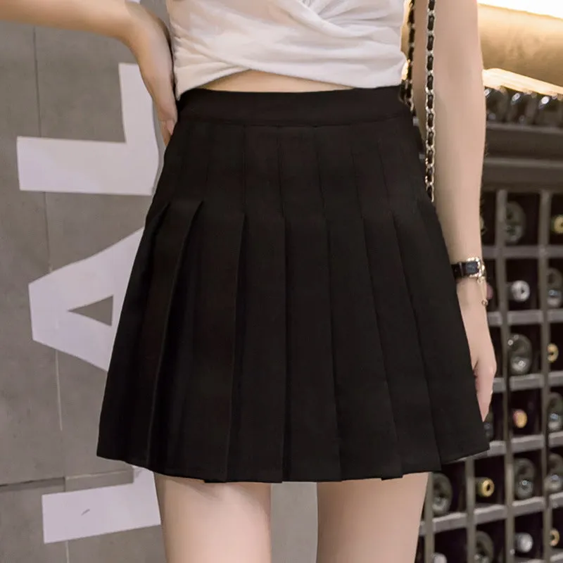 High Waist Anti-Exposed Korean AZipper Pleated Pants Women Skirt