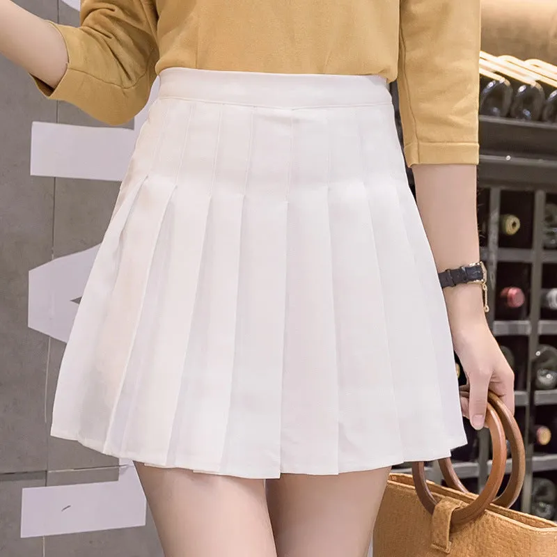 High Waist Anti-Exposed Korean AZipper Pleated Pants Women Skirt