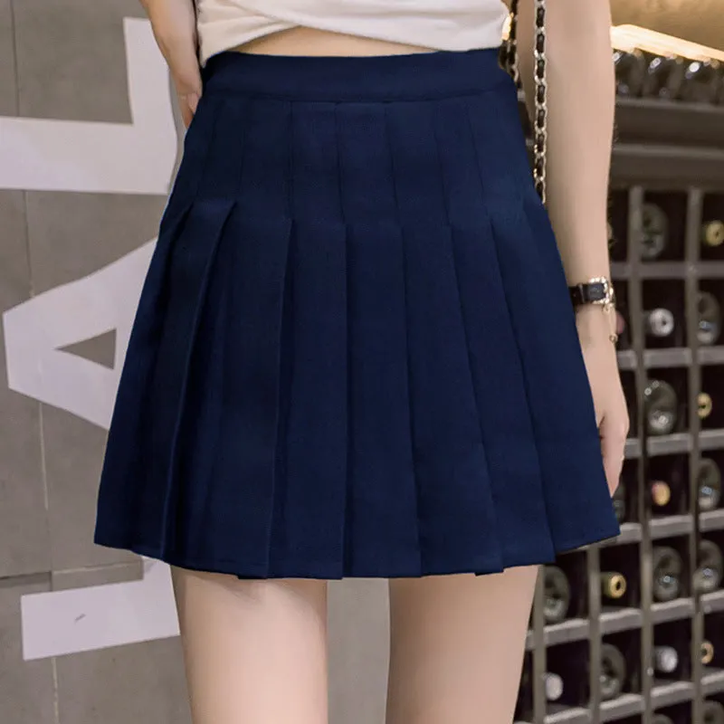 High Waist Anti-Exposed Korean AZipper Pleated Pants Women Skirt