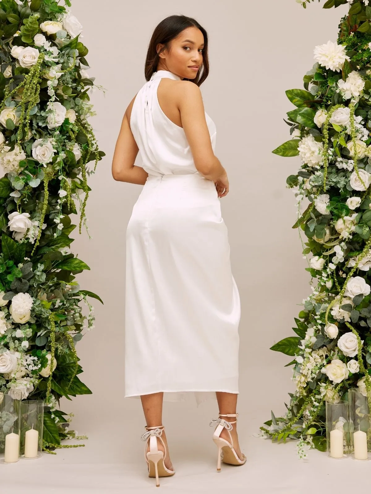 High Waist Satin Drape Bridal Skirt / Ivory Core Collection