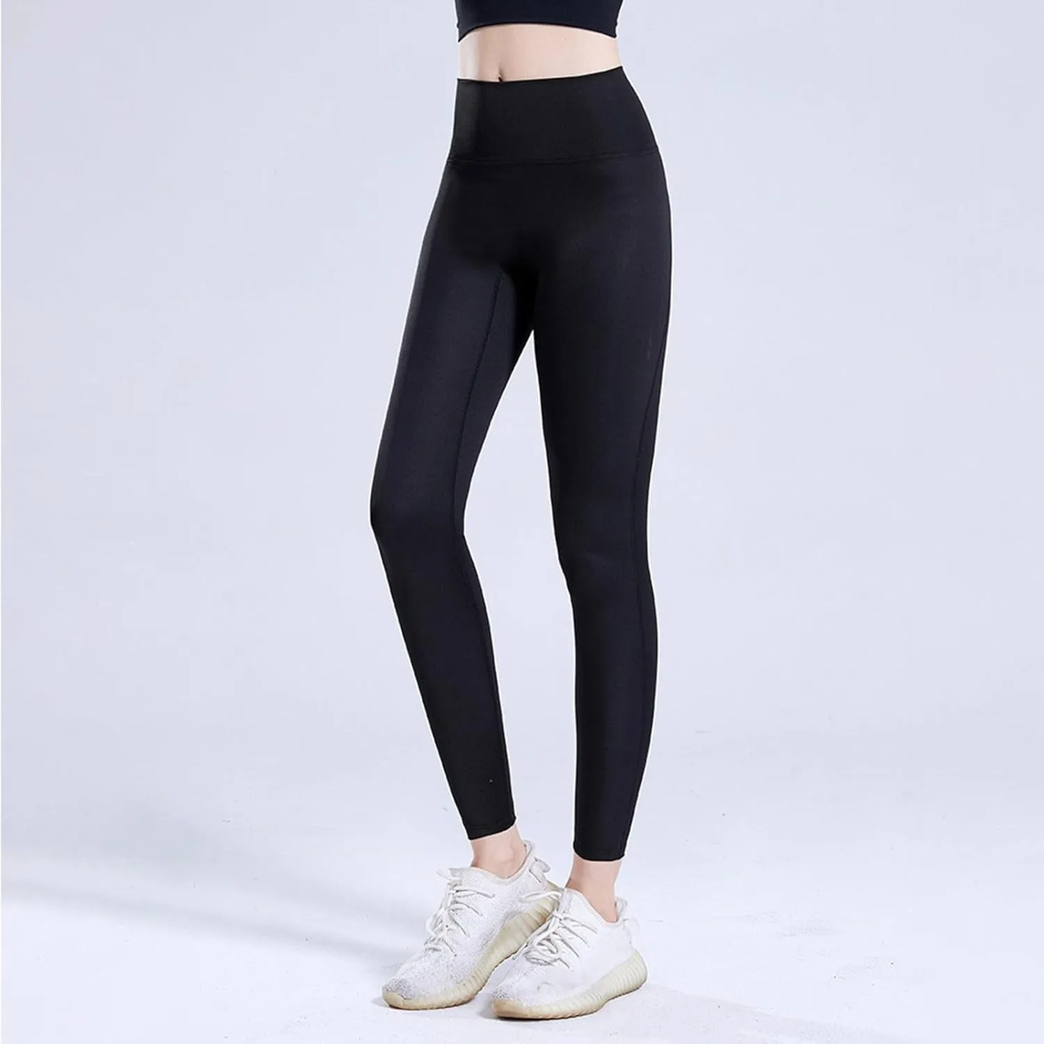 High Waist Yoga Pants for Women Capri Workout Leggings with Mesh Tummy Control Stretch Running Dance Trouser