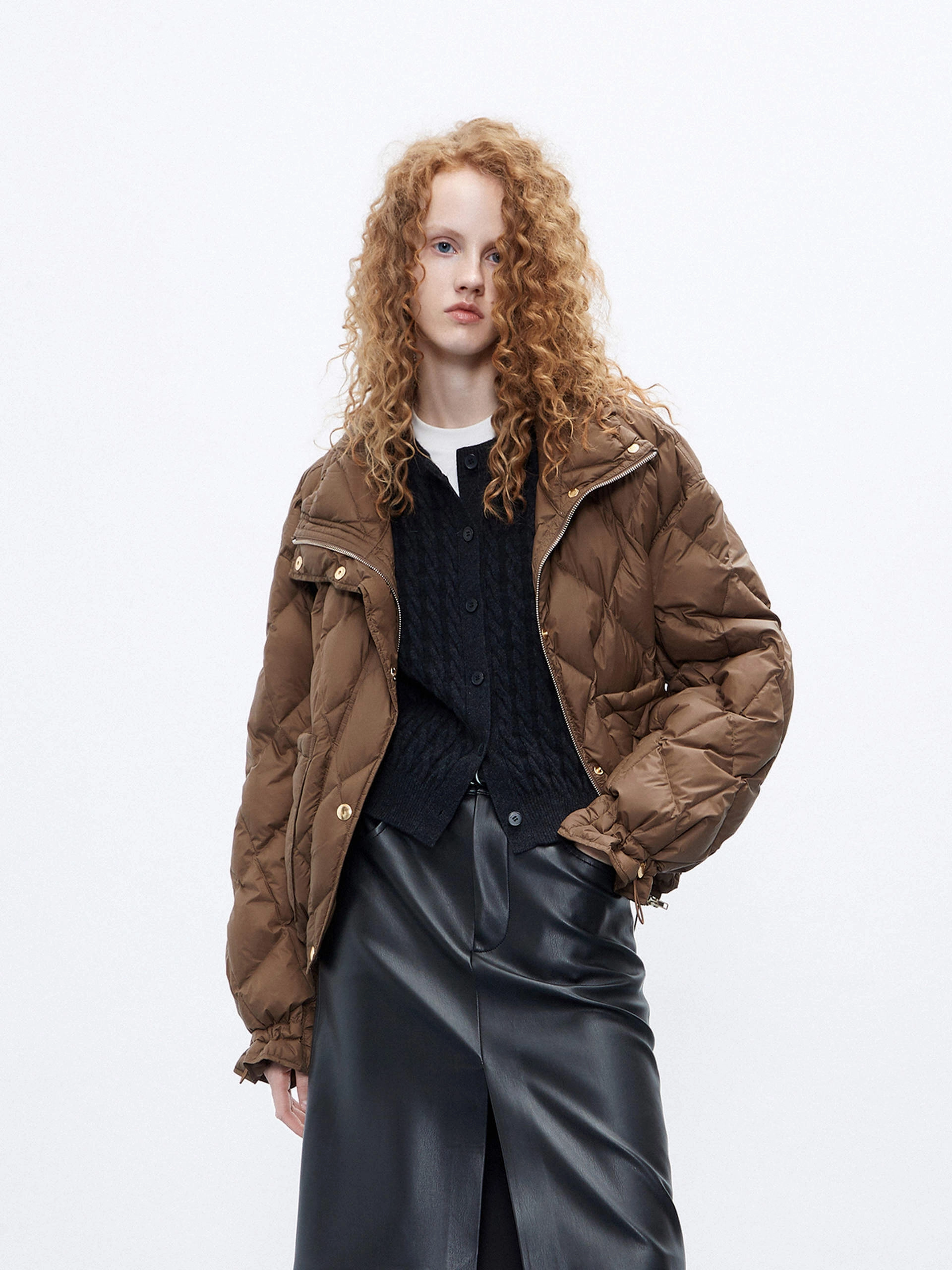 High Collar Cropped Down Jacket
