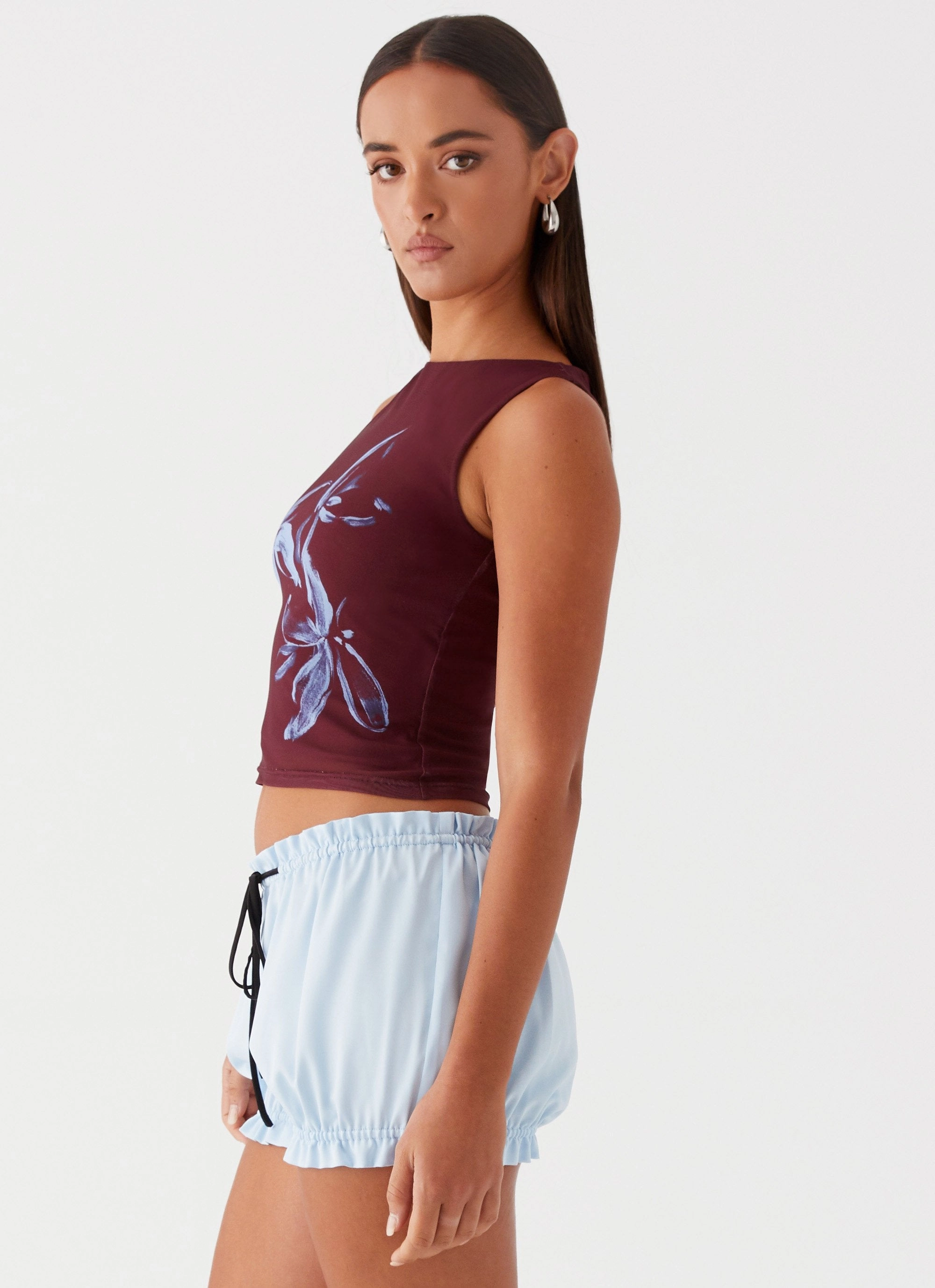 Textured Fabric Finish Speak Now Mesh Top - Brown