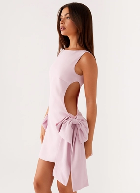 High Elasticity Fabric Rhodes Bow Mini Dress - Pink Korean Trend Rhodes Bow Mini Dress - Pink