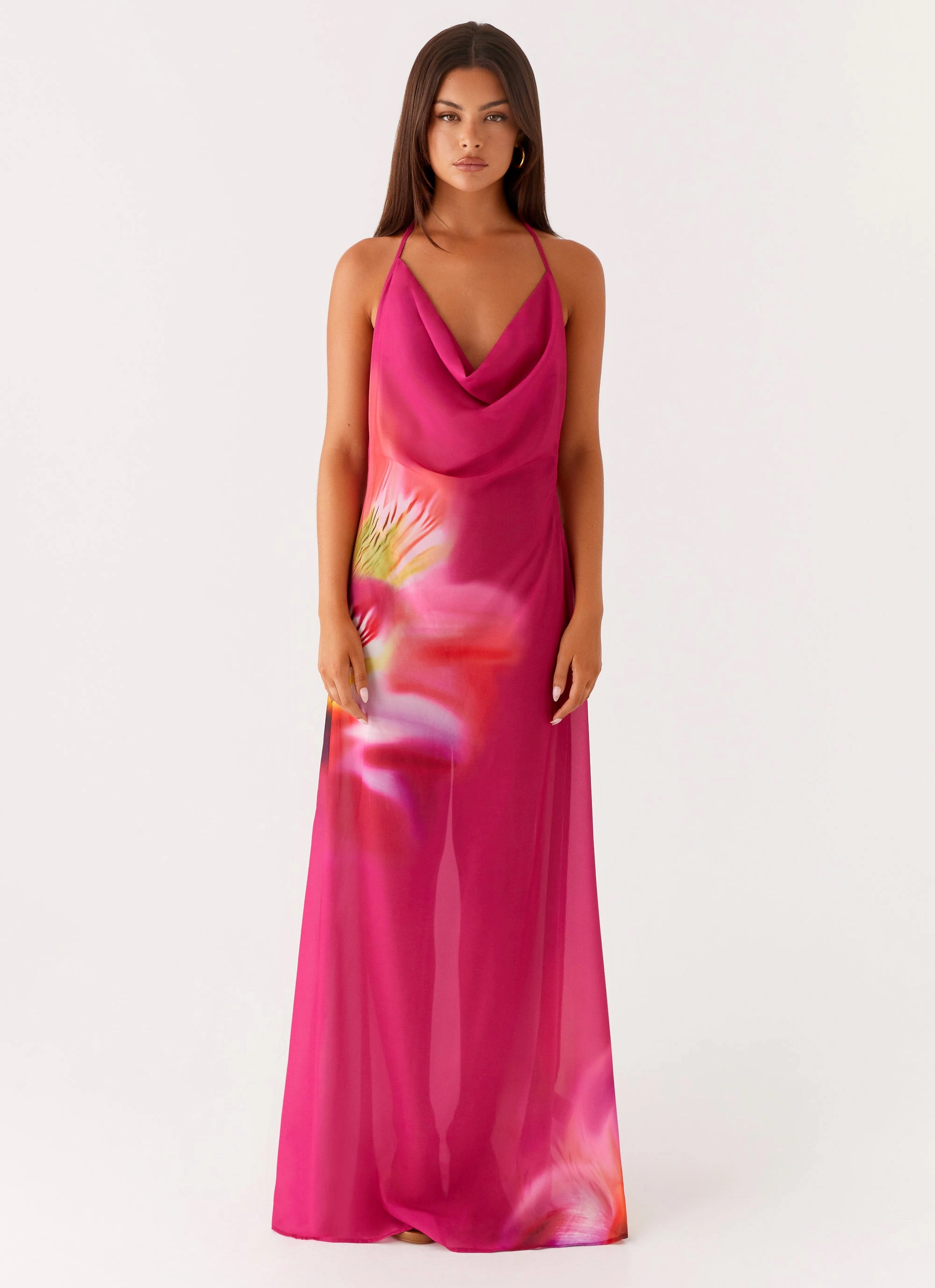 Fantasy Maxi Dress - Pink Tropical Casual Comfort