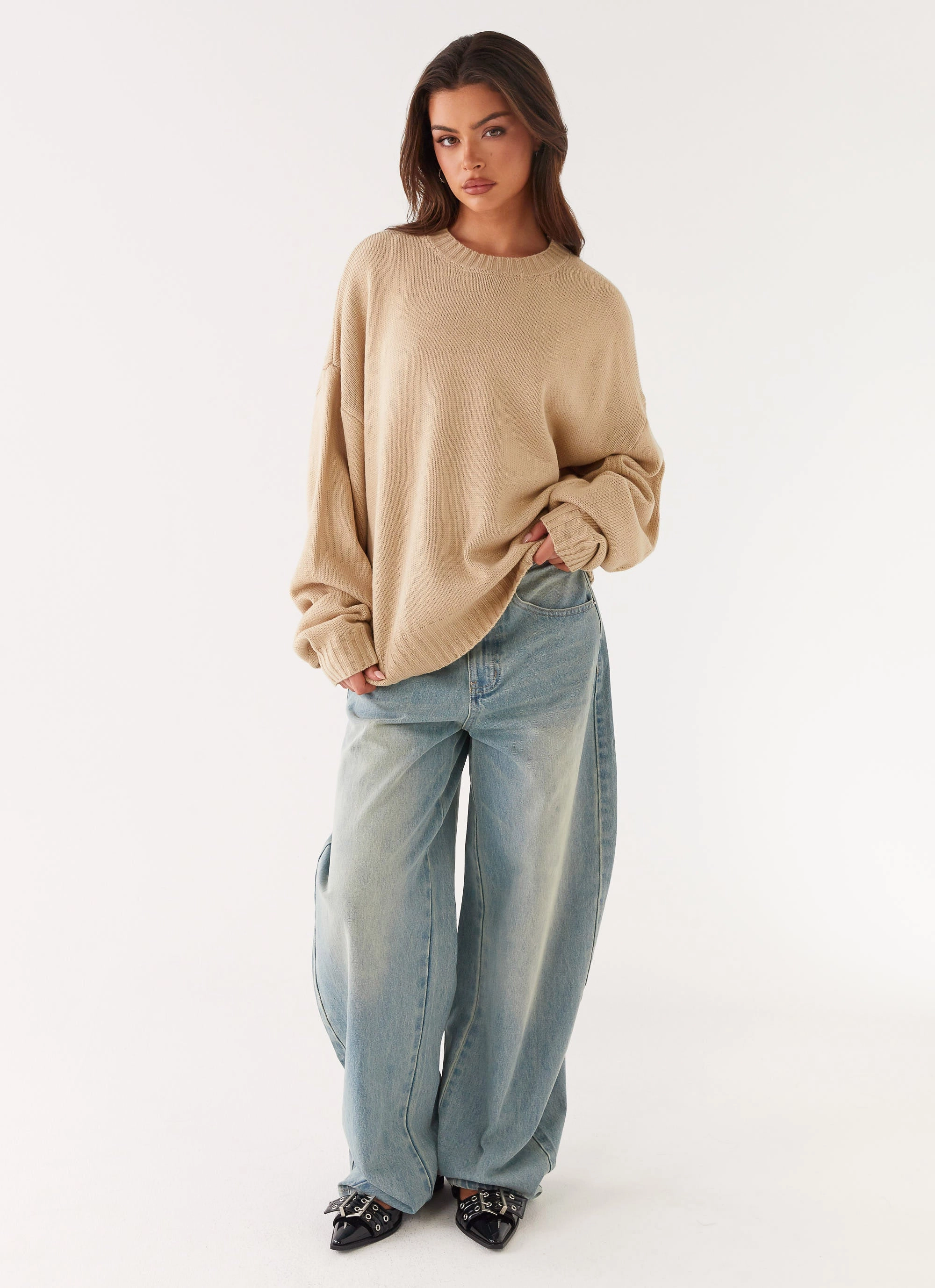 LongSleeve Emma Oversized Sweater - Beige