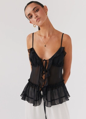 EcoFriendly Dye Process Got It Bad Frill Cami Top - Black