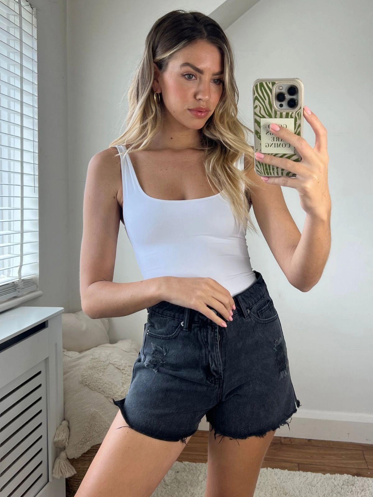 High Waisted Denim Shorts / Black Sport Friendly