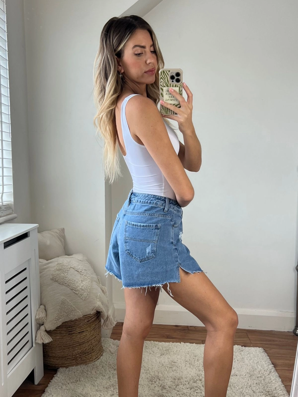 High Waisted Denim Shorts / Blue SturdyBeltLoops Versatile Look