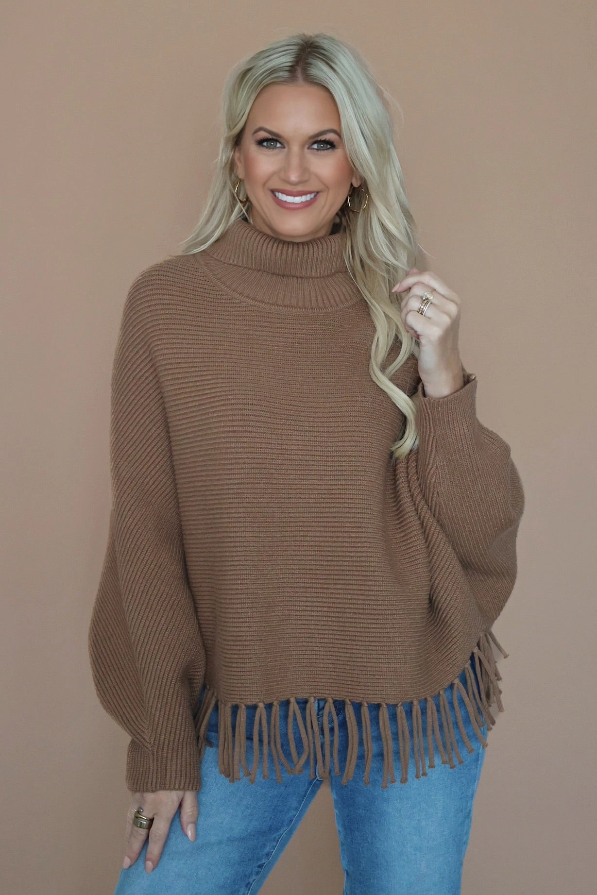 SweatAbsorbent Freya Fringe Turtleneck