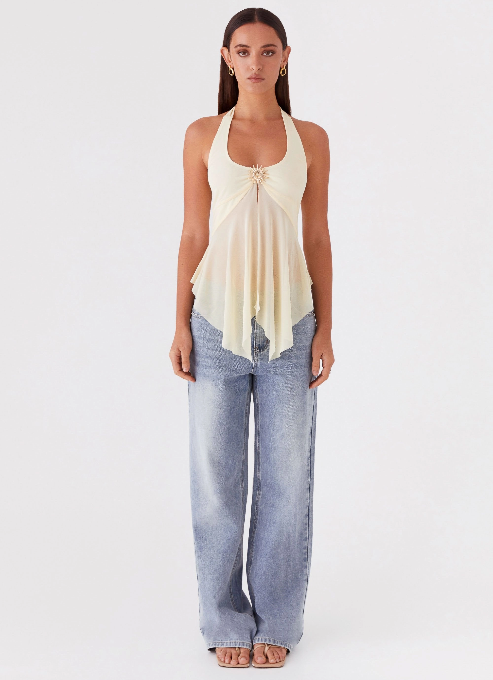 Sunbeam Mesh Top - Yellow AntiPillingTreatment Basic Wardrobe