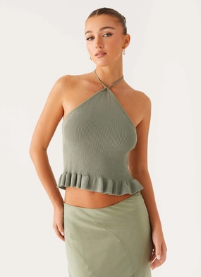 HighDensity Weave Idola Knit Top - Sage Relaxed Design Idola Knit Top - Sage