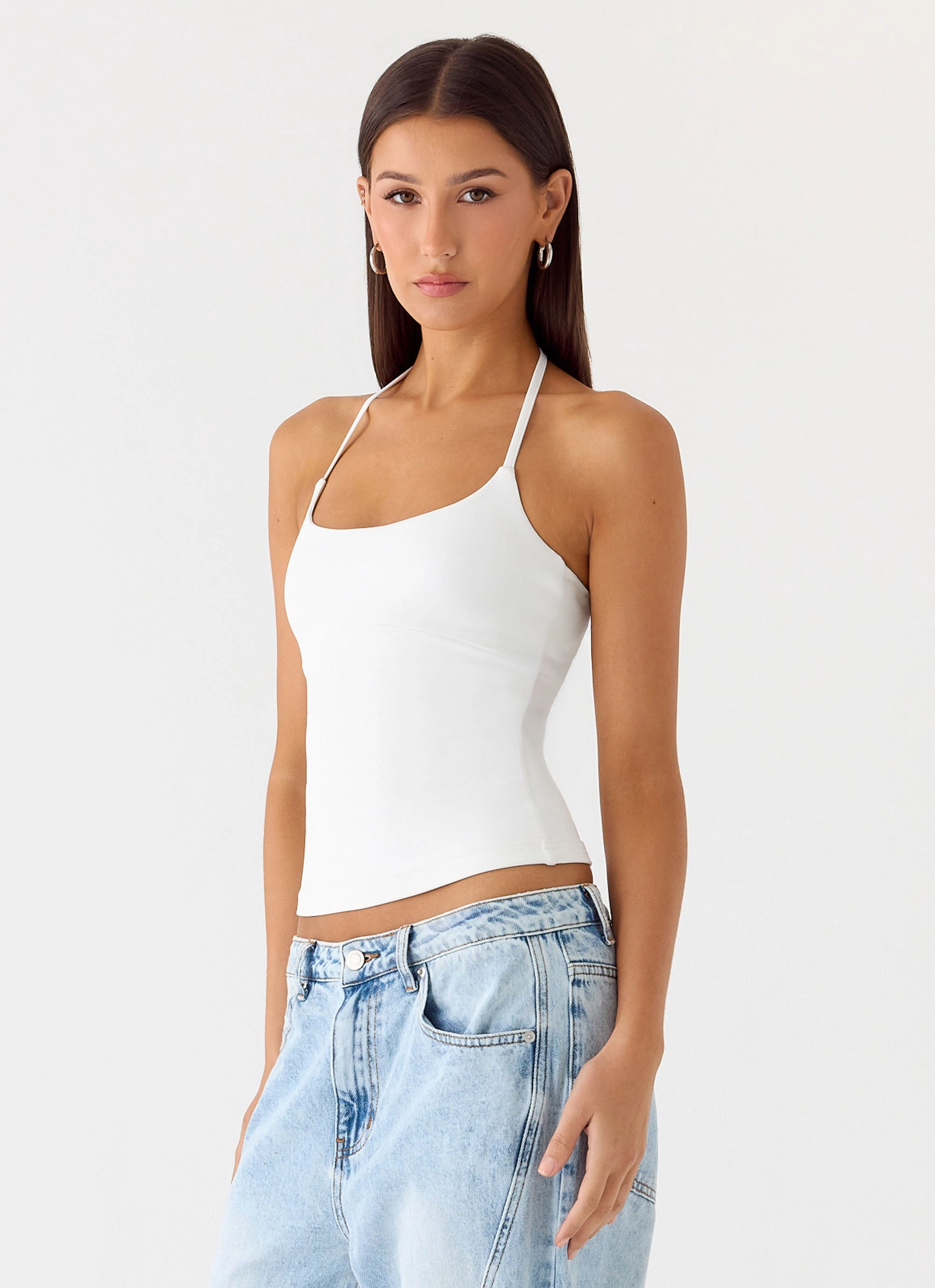 NeutralPalette HighElasticity Thread Chauncey Halter Top - White