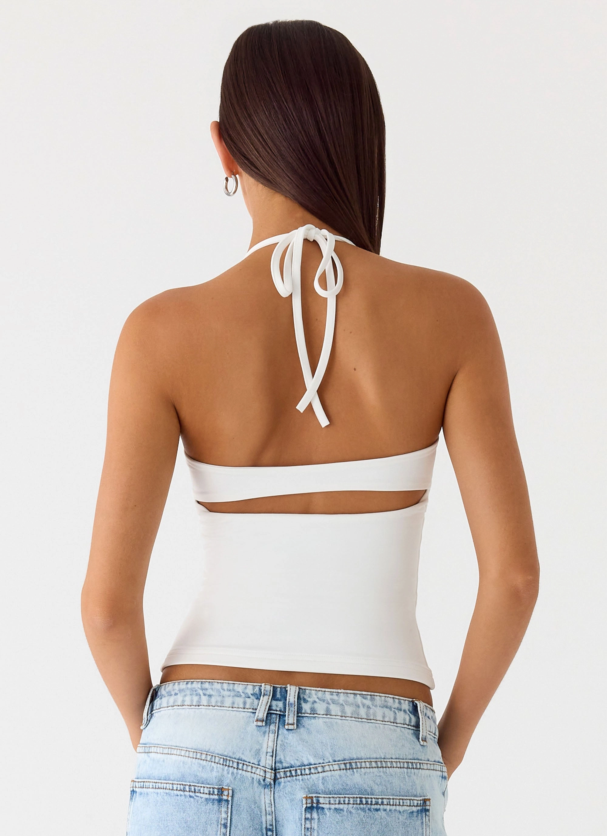Shape Retention Fabric summer look Chauncey Halter Top - White