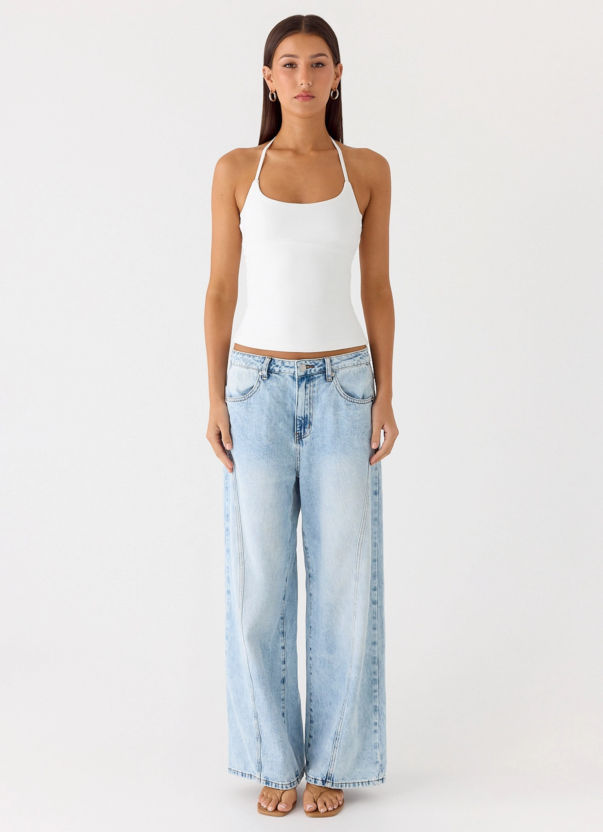 FlexibleCollar AdaptiveFitFabric Chauncey Halter Top - White