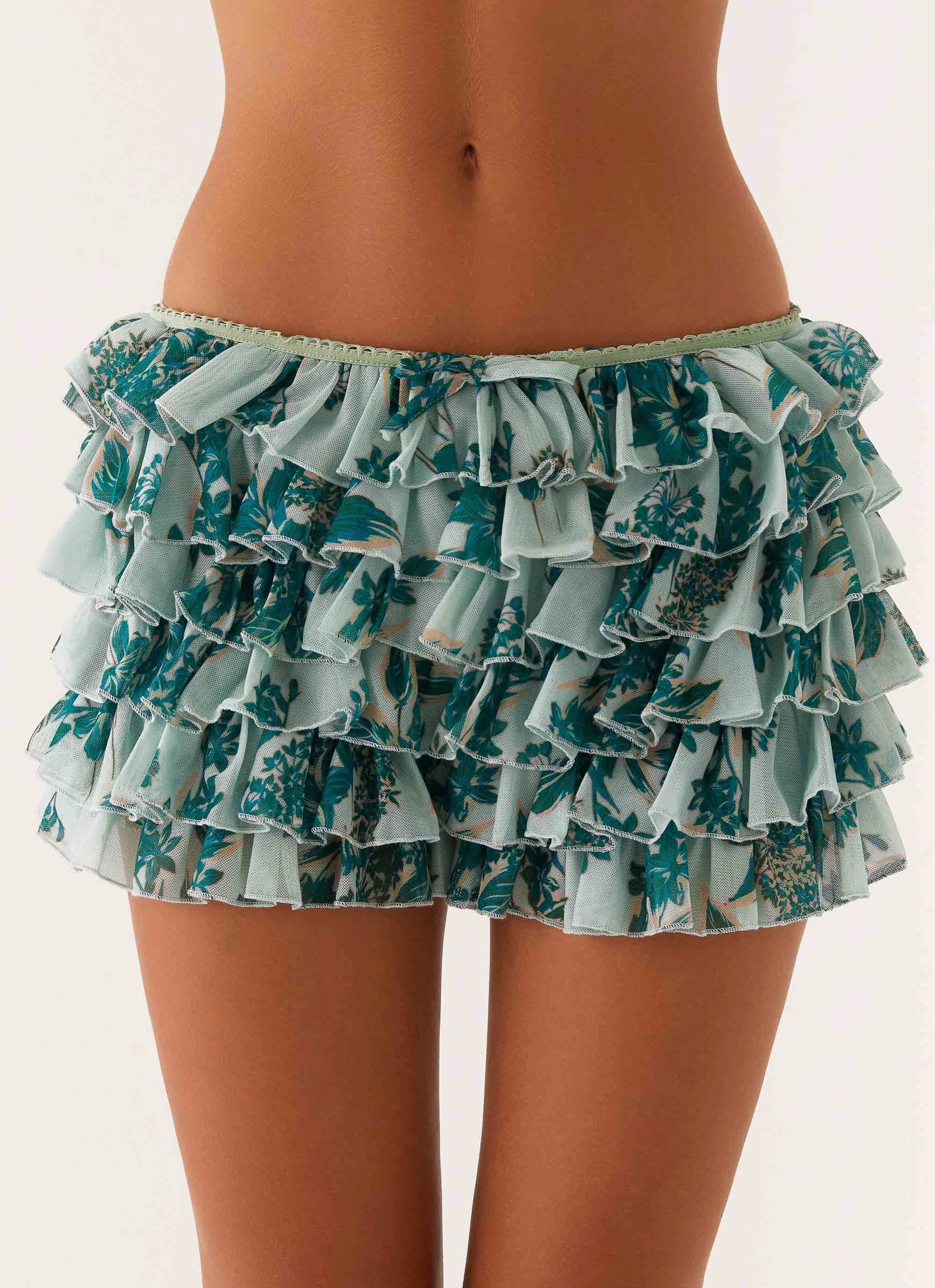Flattering Comfort Wear Moisture Wicking Technology Entertain Me Bloomer Shorts - Cloud Nine Floral