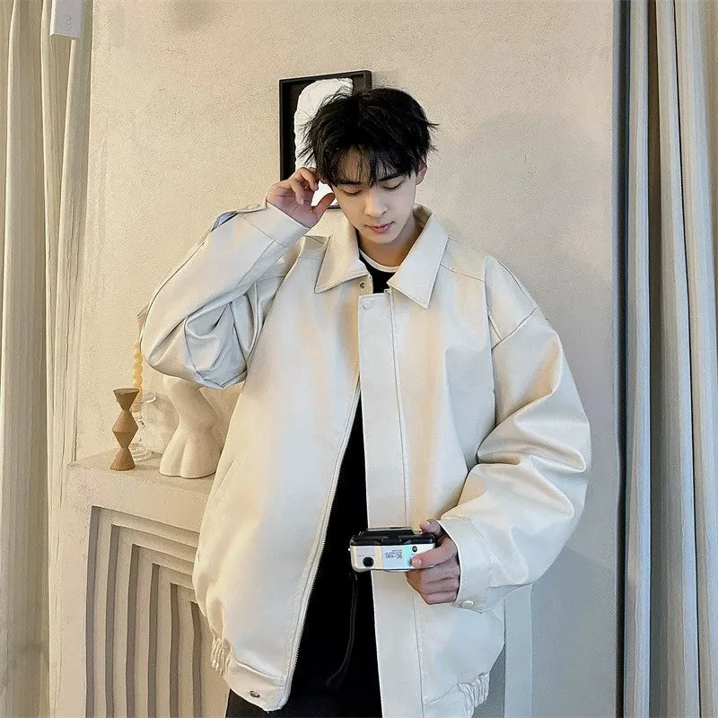 Hip Hop Ins American Retro Motorcycle Clothing Couple Leather Coat