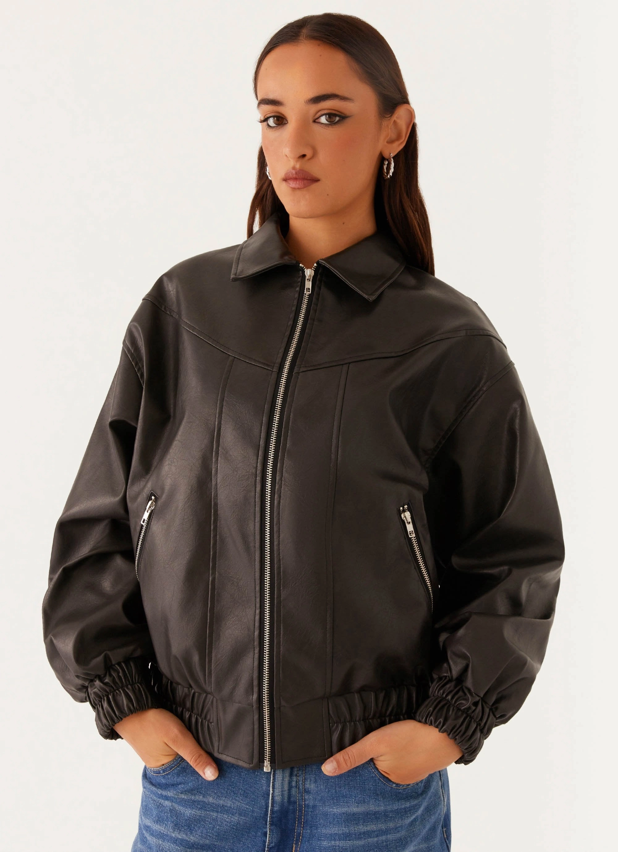 Double Layered Hood Holland Bomber Jacket - Black