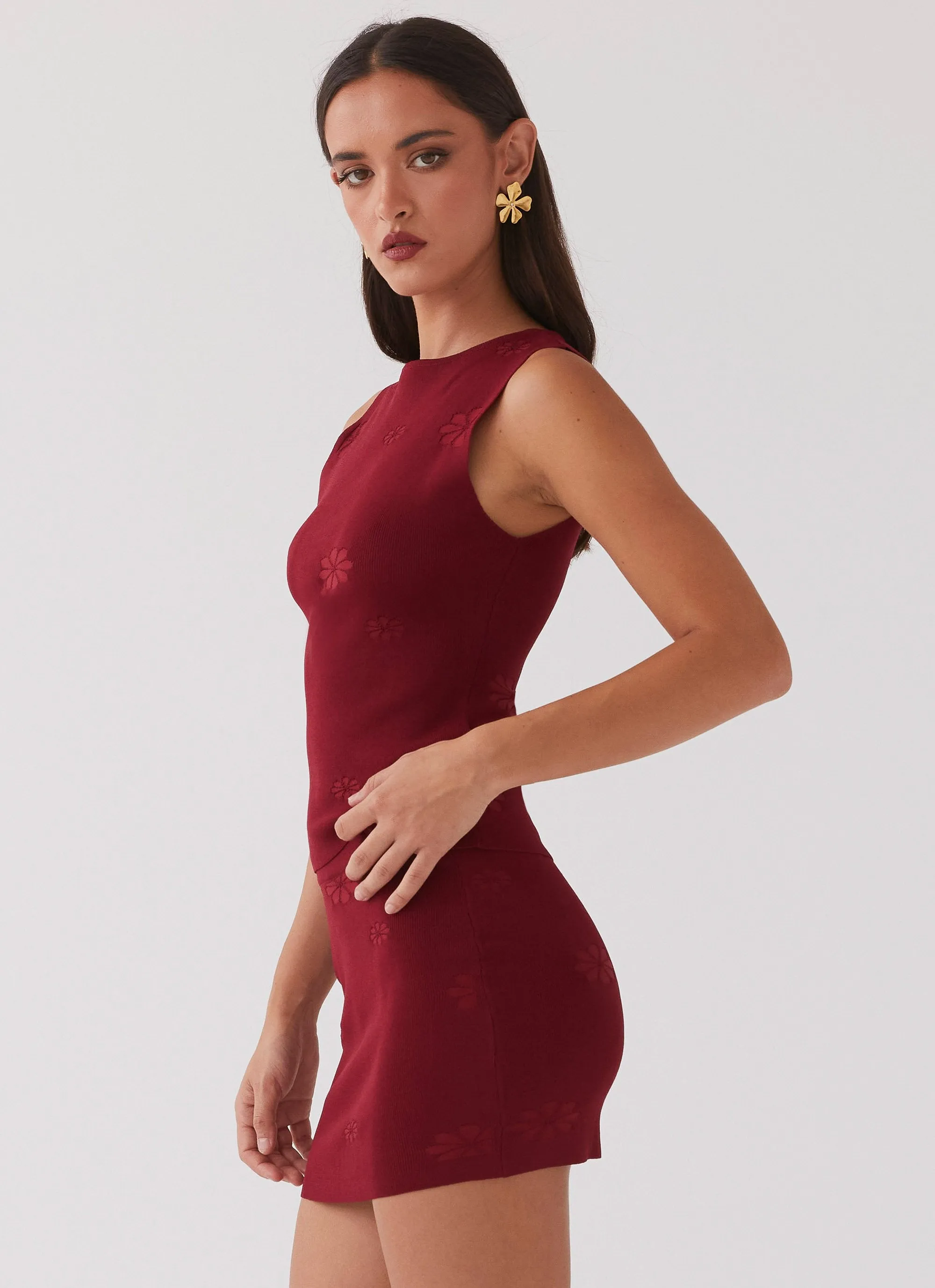 Holly Knit Mini Skirt - Rouge Red Chill Feel