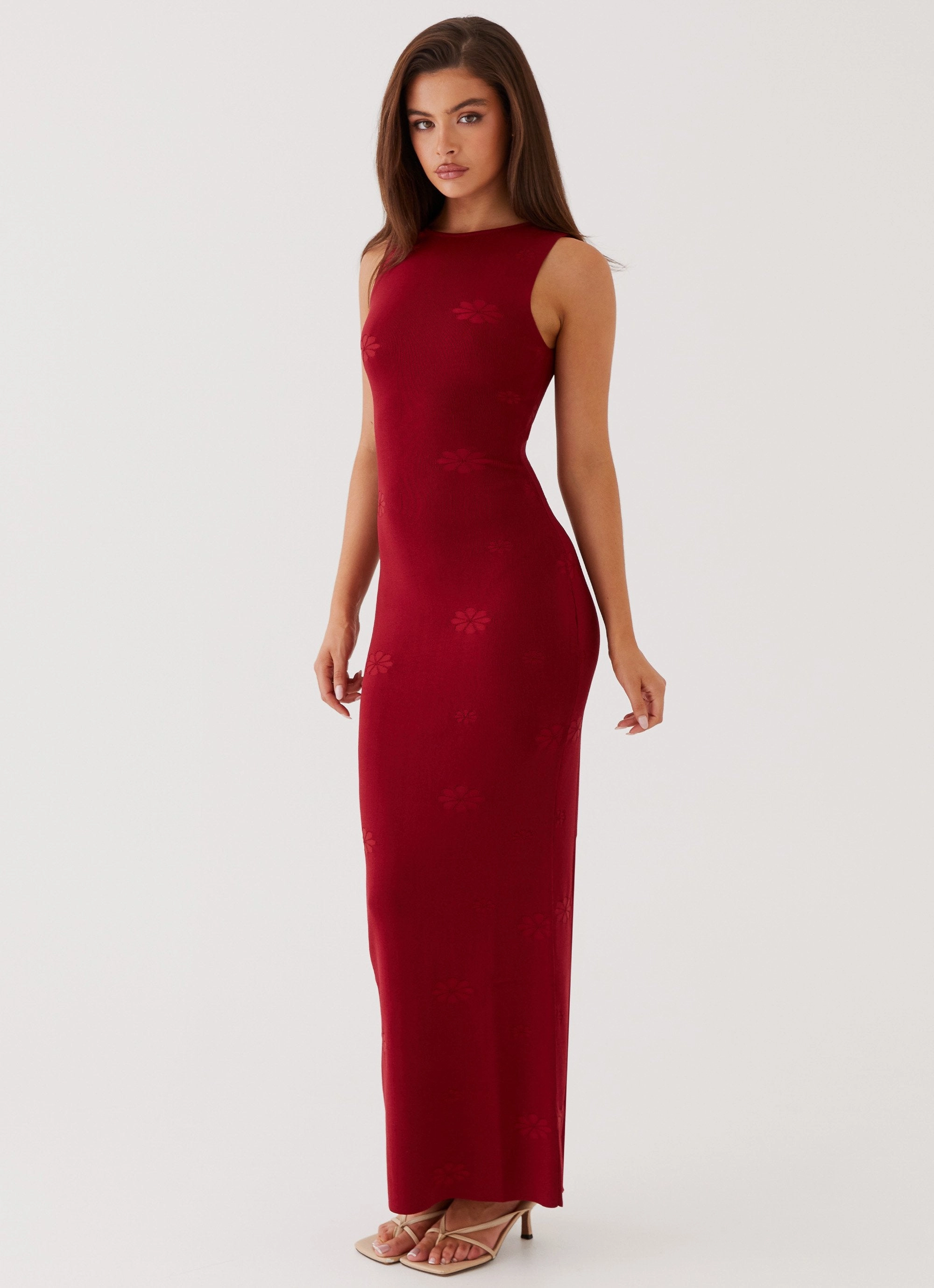 Fitted Design Holly Knit Maxi Dress - Red