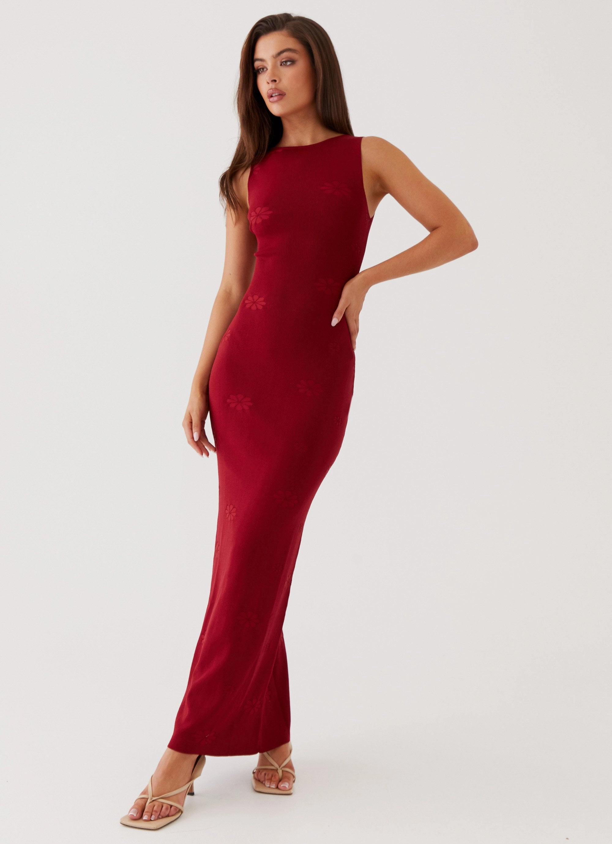 Holly Knit Maxi Dress - Red Fashion-Forward Fit Date night