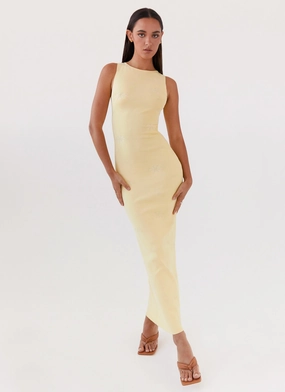 Perfect Style Wear Holly Knit Maxi Dress - Yellow