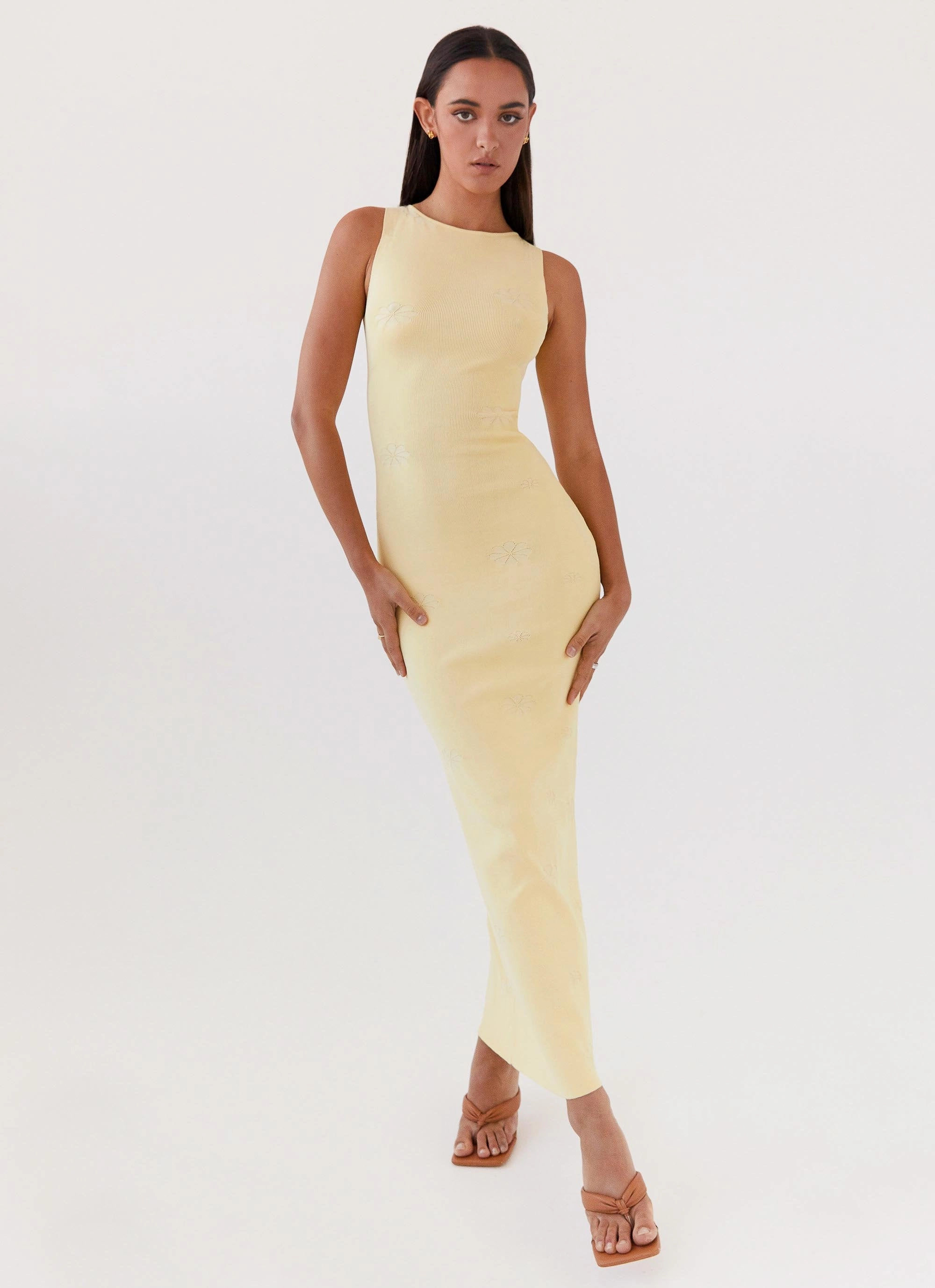 Perfect Style Wear Holly Knit Maxi Dress - Yellow