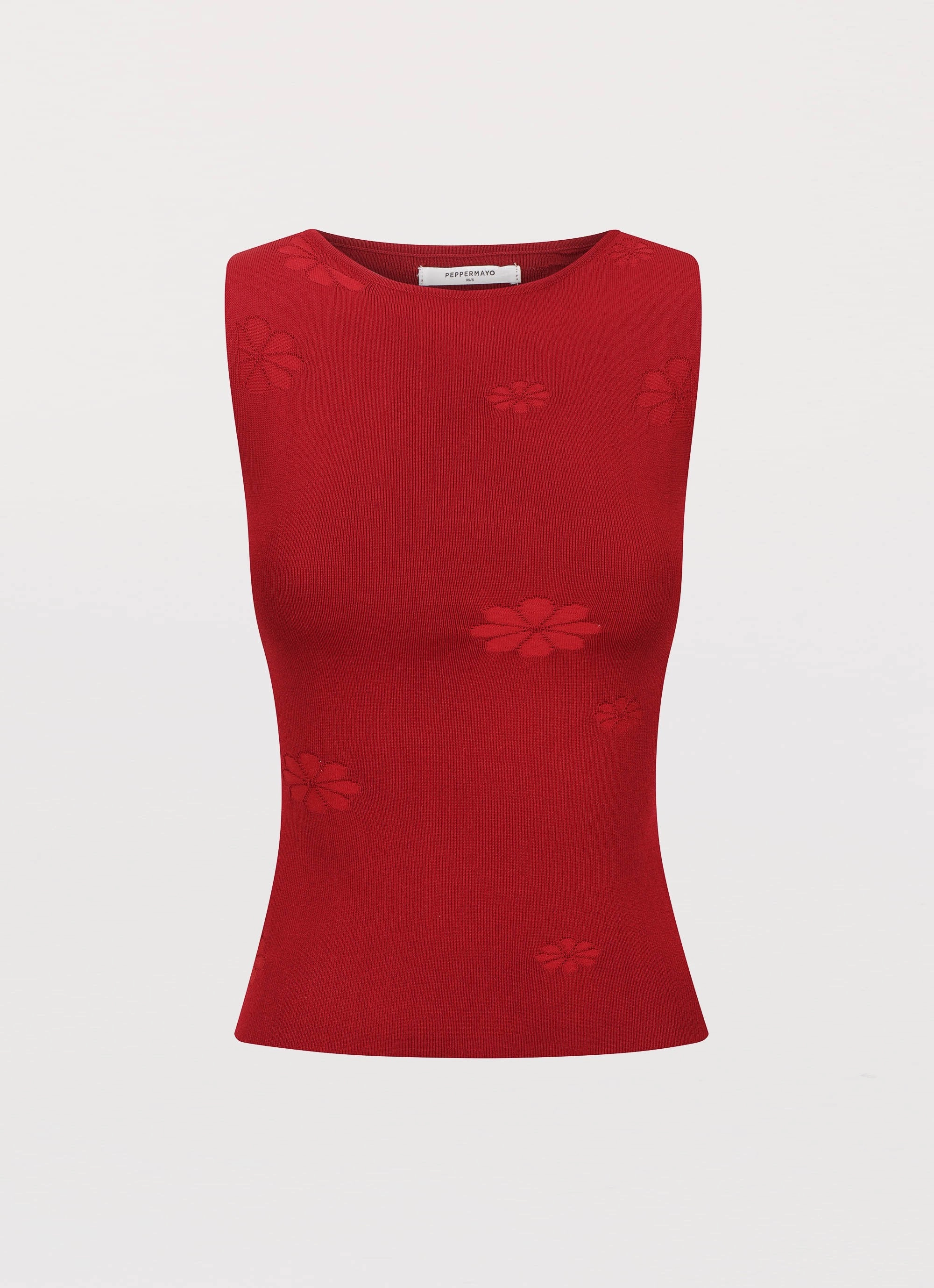 High Neckline Holly Knit Tank - Rouge Red