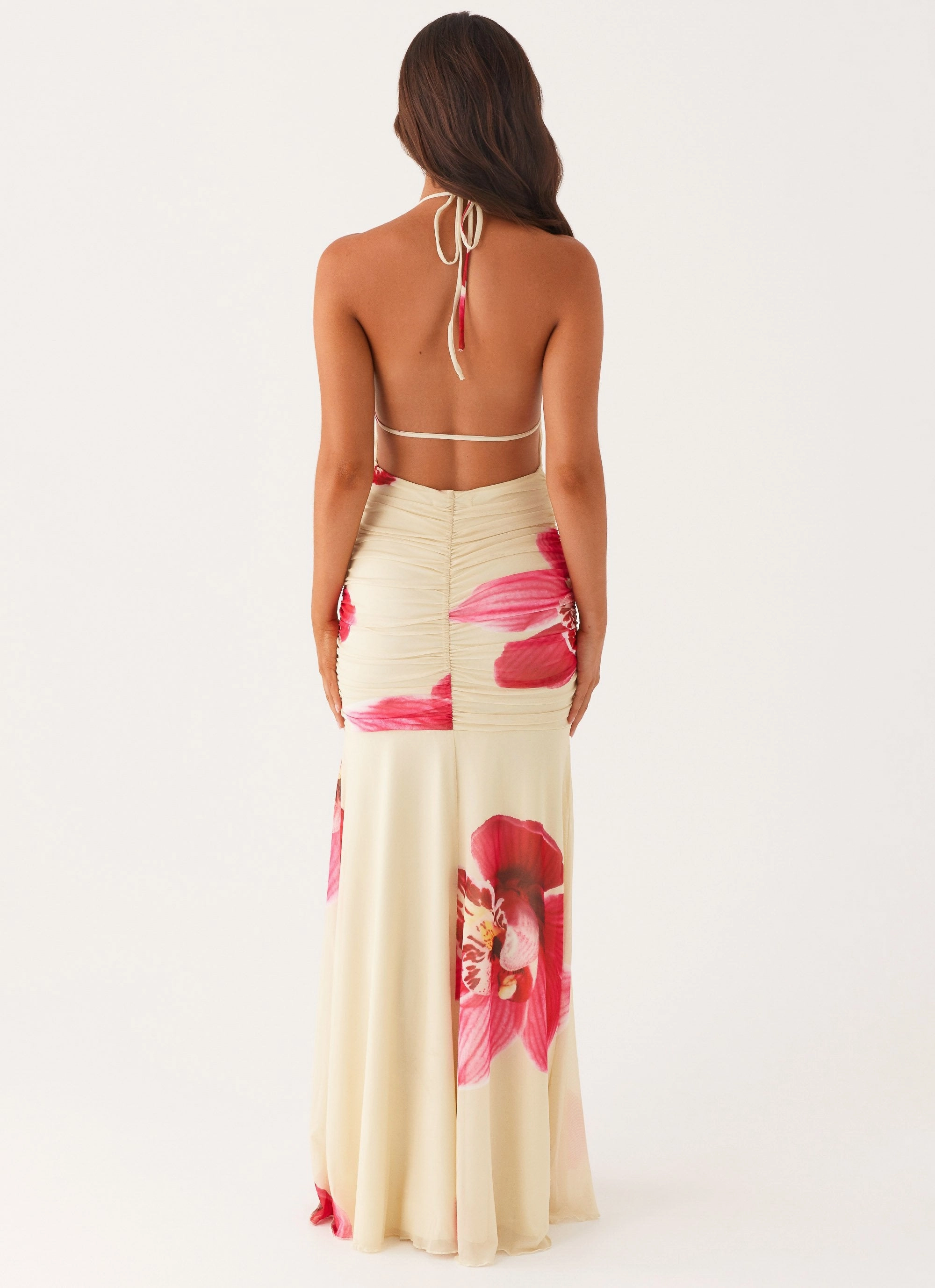 Hollywood Maxi Dress - Orchid Yellow Sleek Draping Urban Feel