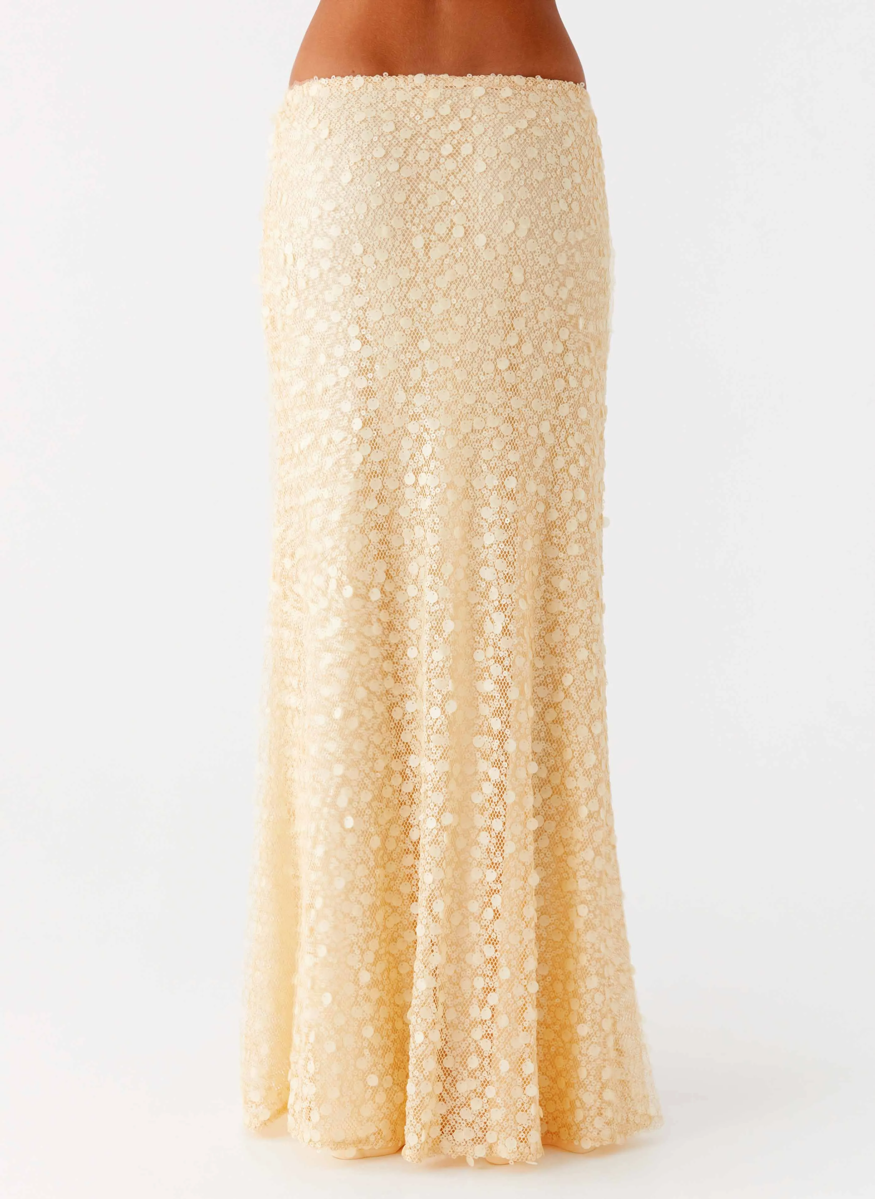 Travel Vibes Light Fabric Honestly Sequin Maxi Skirt - Yellow