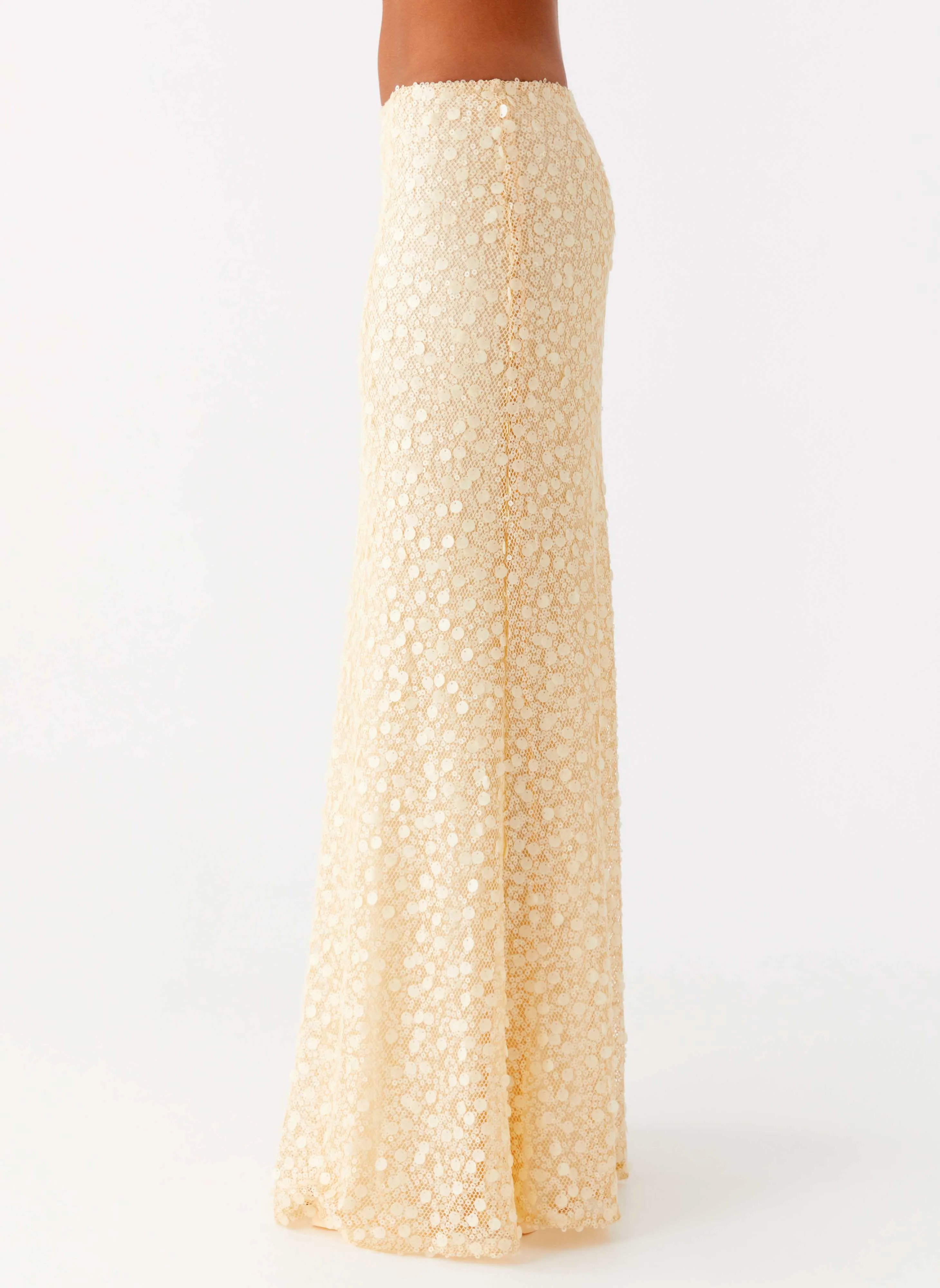 gentle style Style Fusion Honestly Sequin Maxi Skirt - Yellow