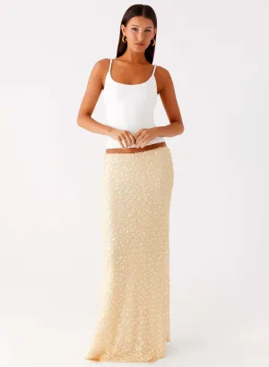 Honestly Sequin Maxi Skirt - Yellow Soft Flow Honestly Sequin Maxi Skirt - Yellow Wardrobe Classic