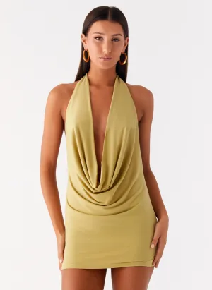 Hooded style Haisley Cowl Mini Dress - Lime Green Haisley Cowl Mini Dress - Lime Green Tagless label