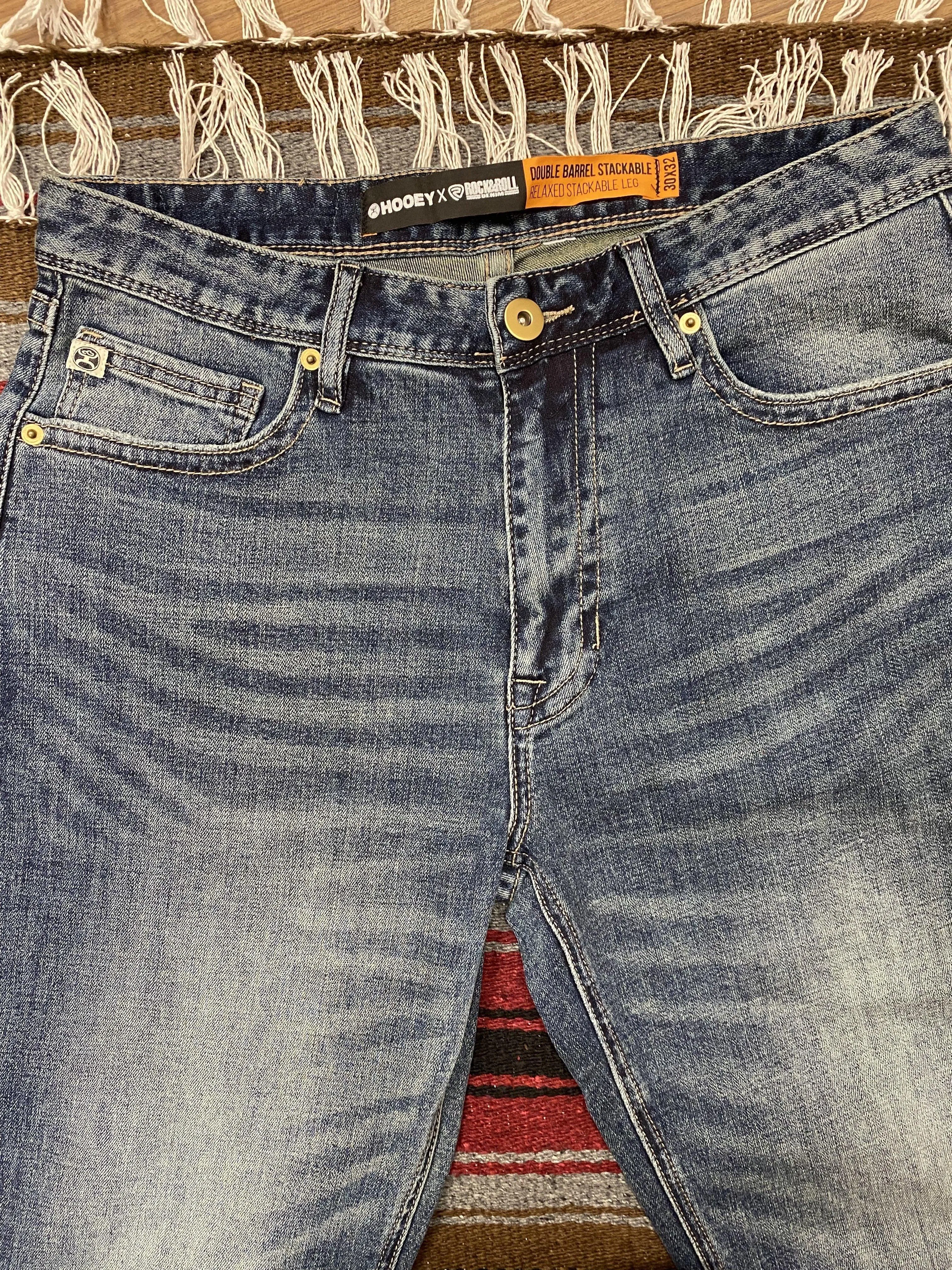 Hooey by Rock & Roll Cowboy Men's Reflex Double Barrel Relaxed Fit Stackable Bootcut Jean MTB1805