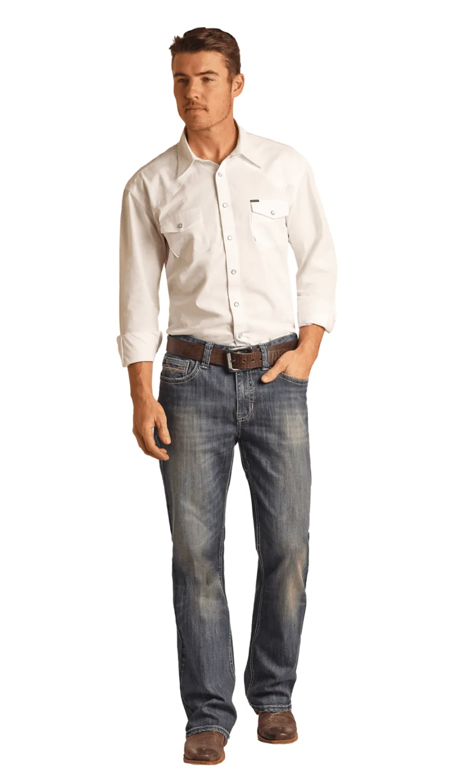 Hooey by Rock & Roll Cowboy Men's Reflex Double Barrel Relaxed Fit Stackable Bootcut Jean RRMD0DR0L2