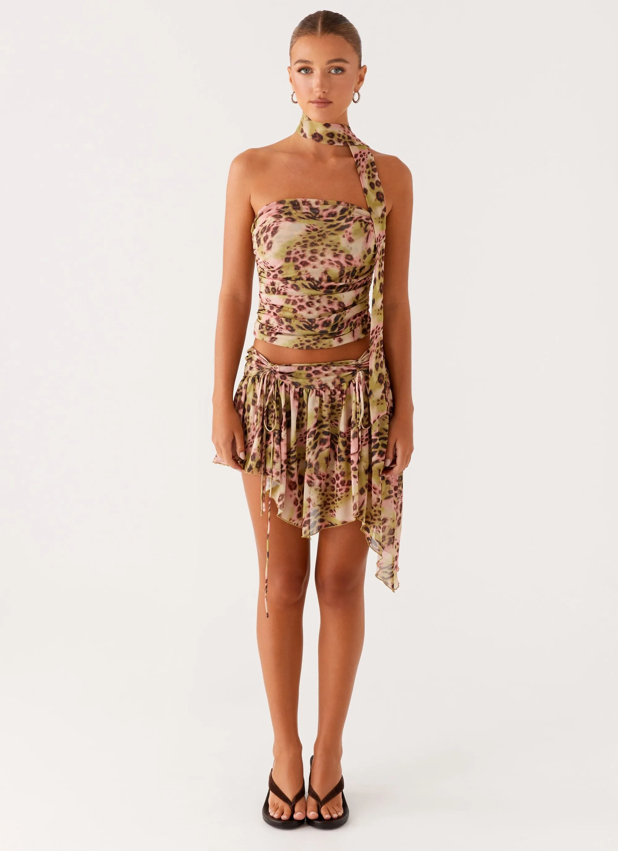 Photoshoot Ready Anti Pilling Treatment Hot Like Me Mini Skirt - Swirl Leopard