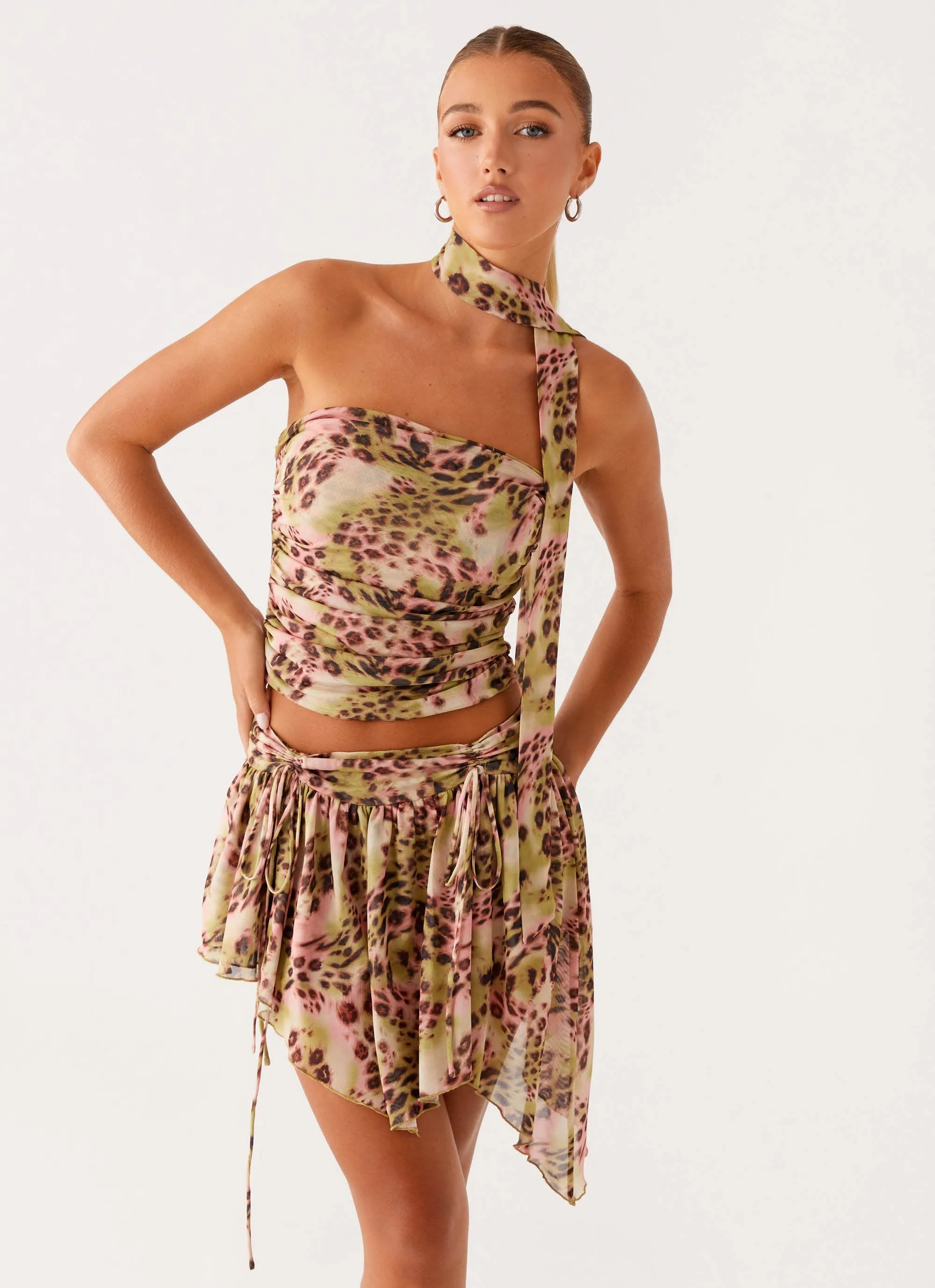 Romantic Vibe Hot Like Me Mini Skirt - Swirl Leopard