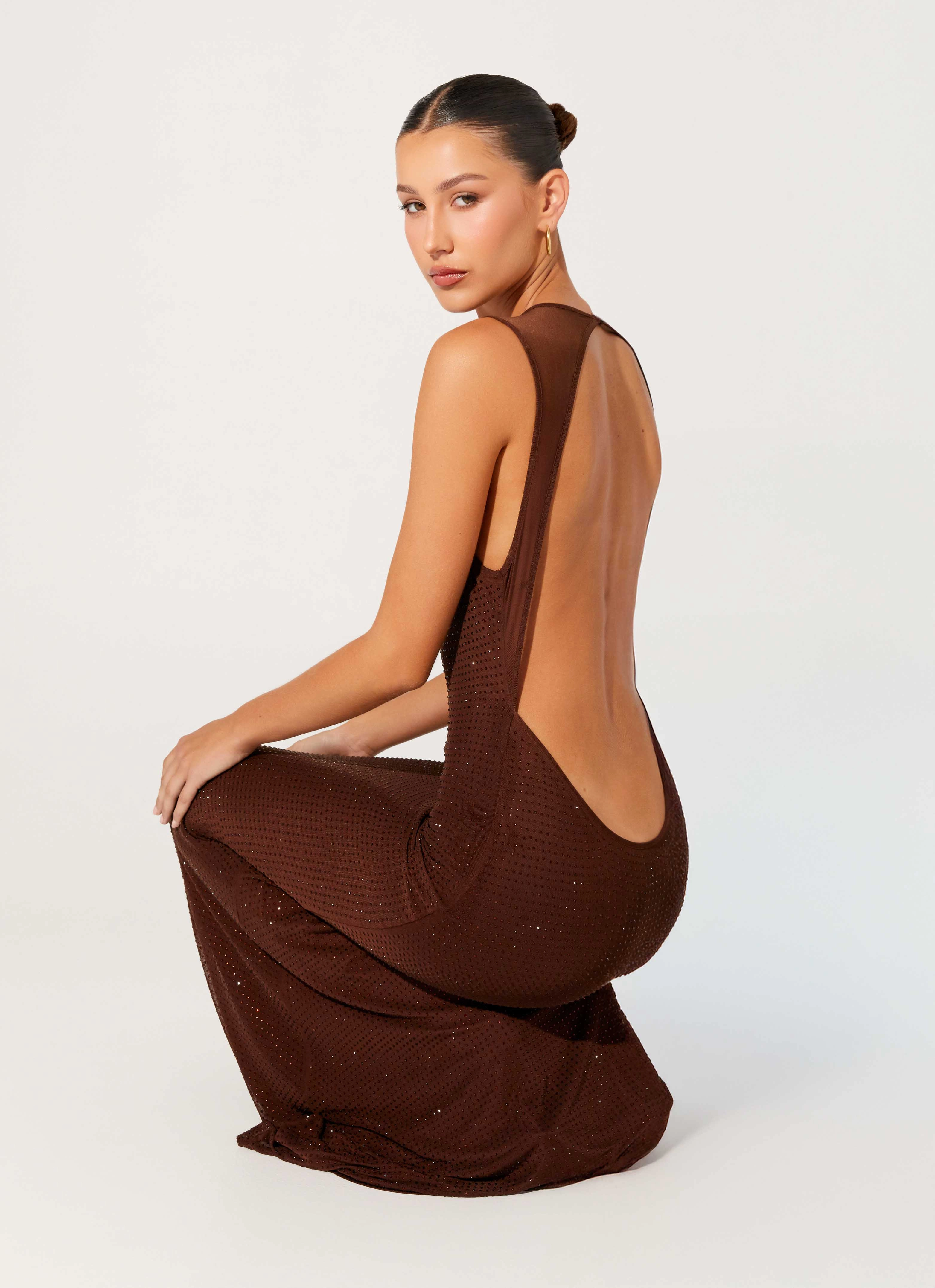 Hot Sequins Maxi Dress - Chocolate spring outfit Calm Grace