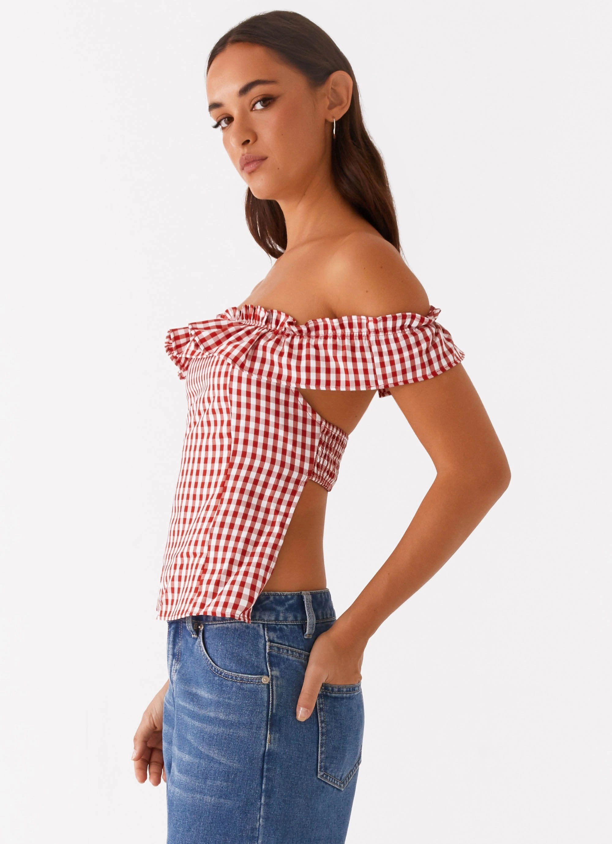 Tubular Body Construction Gwyneth Top - Red Gingham