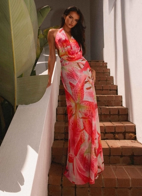 Elysia Mesh Maxi Dress - White Pink Lilly Stylish Mood