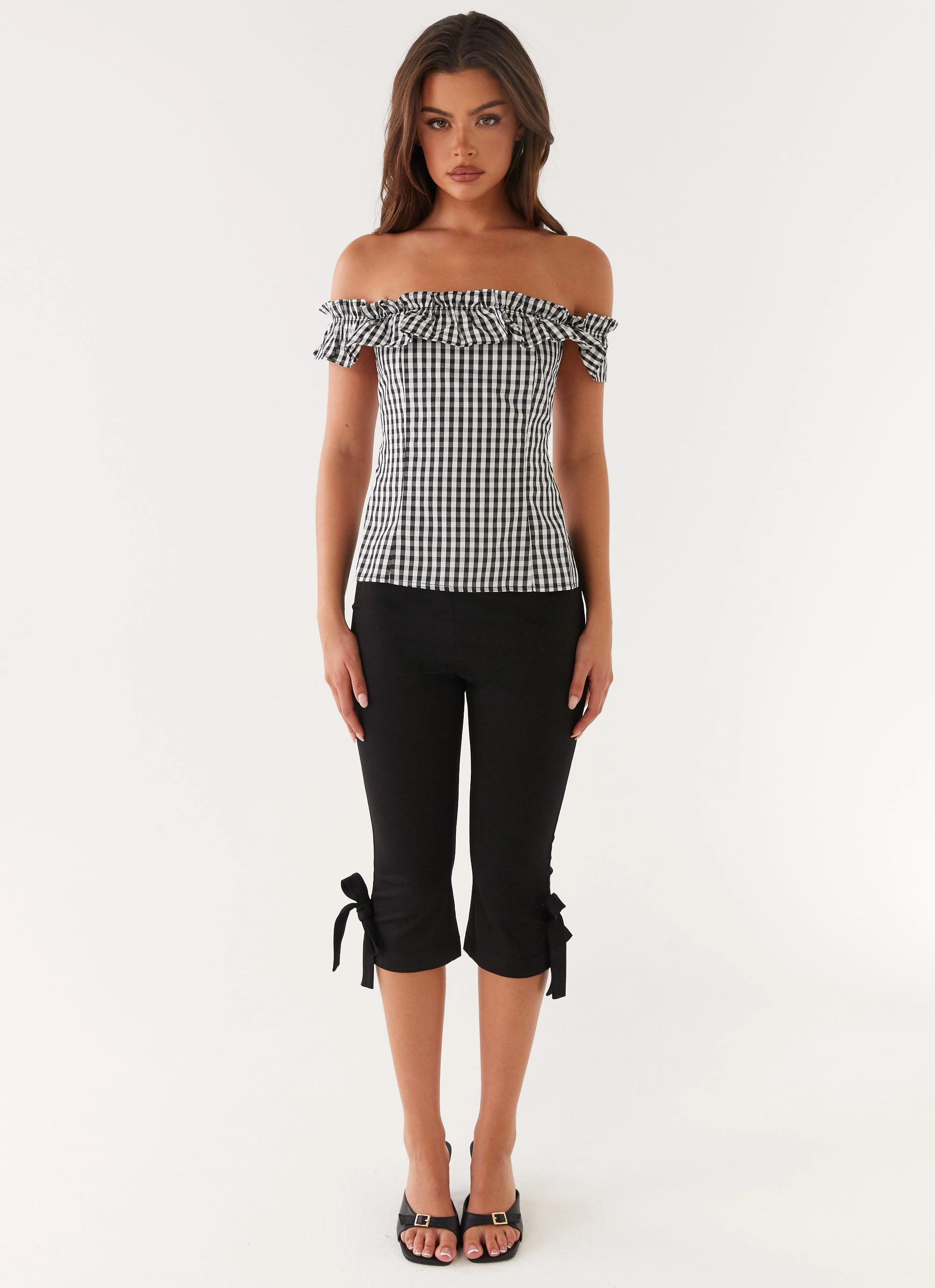 Gwyneth Top - Black Gingham ChafeFreeEdging FadeResistant Coating